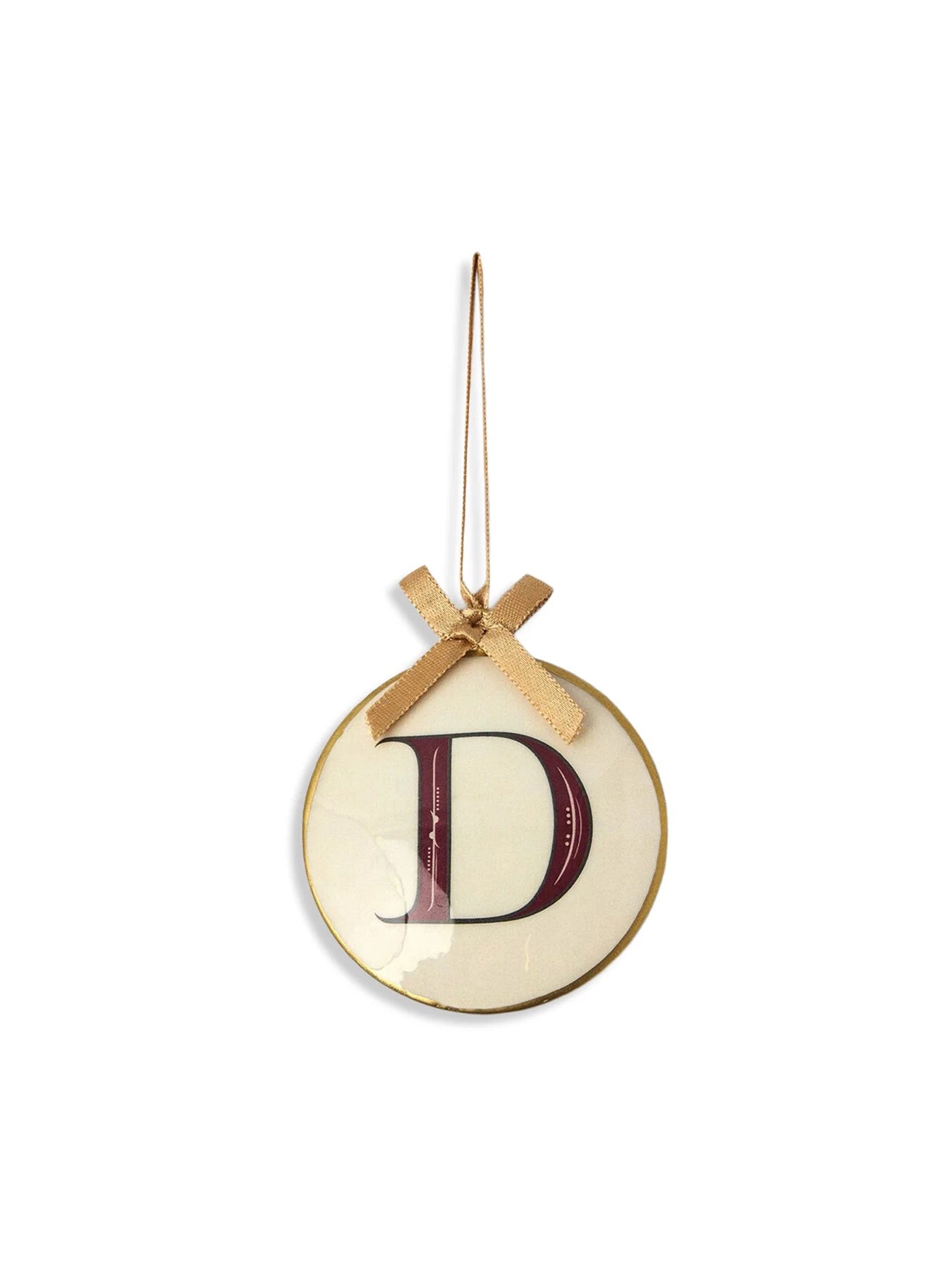 Enamel Round Alphabet Letter Bauble WHITE / RED