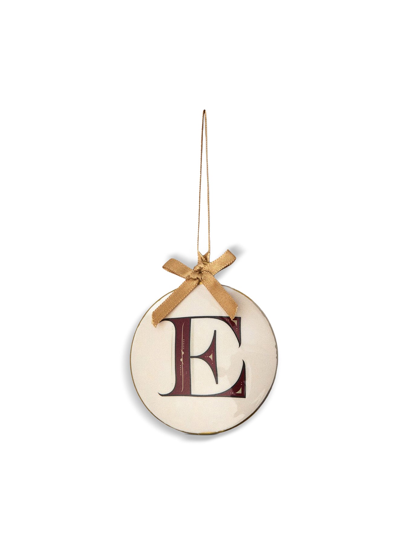 Enamel Round Alphabet Letter Bauble WHITE / RED
