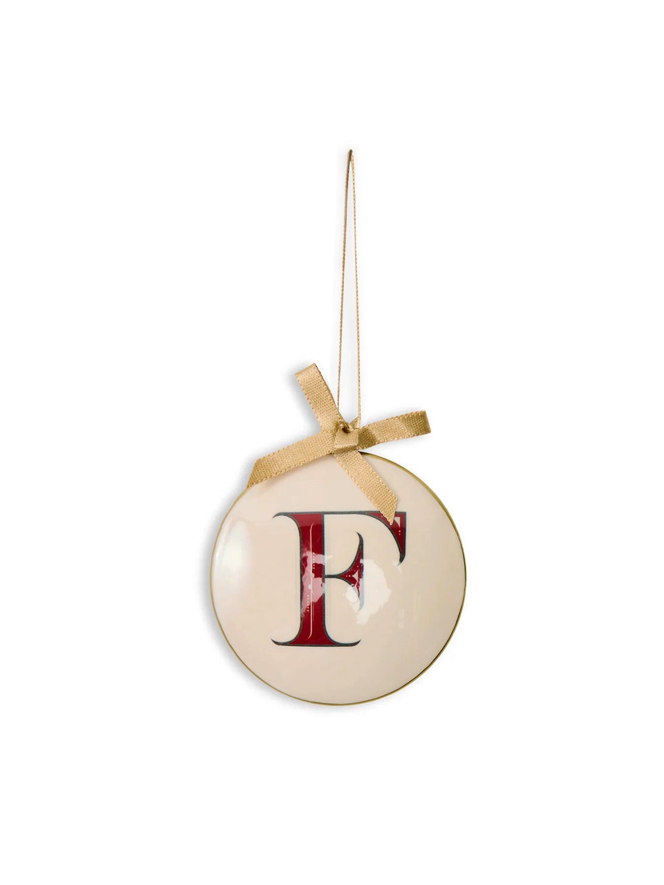 Enamel Round Alphabet Letter Bauble WHITE / RED