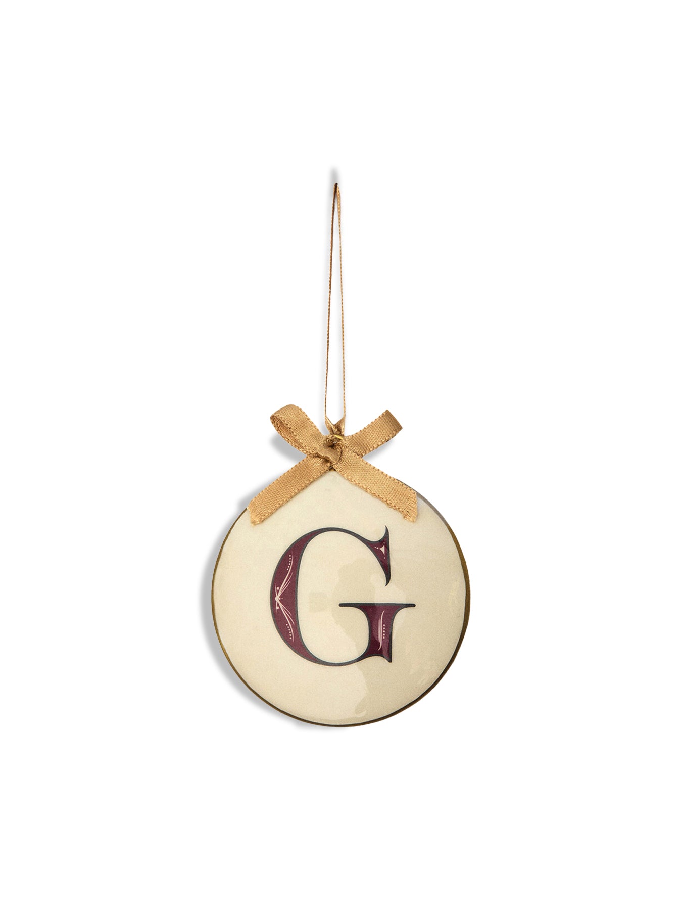 Enamel Round Alphabet Letter Bauble WHITE / RED
