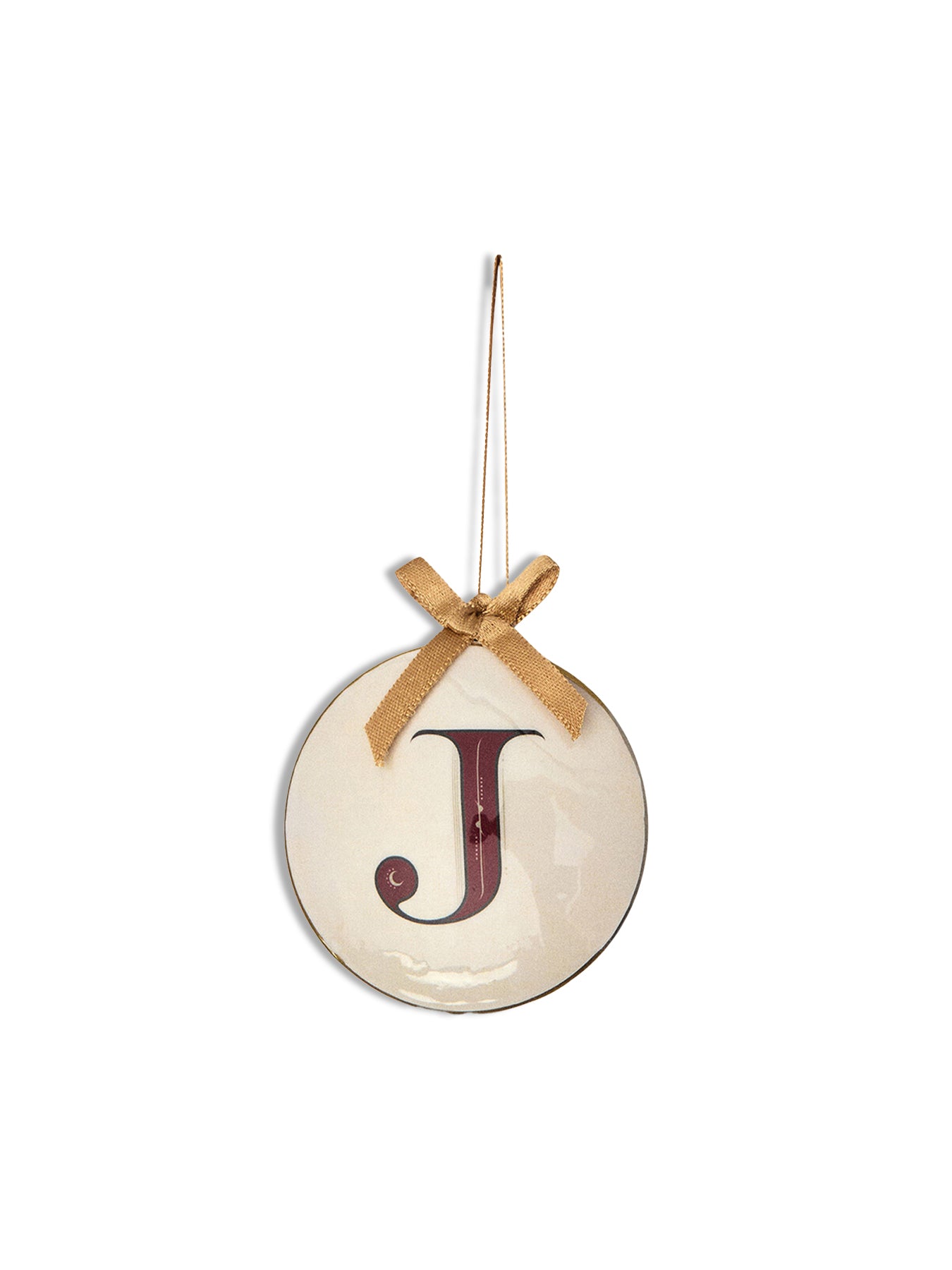 Enamel Round Alphabet Letter Bauble WHITE / RED