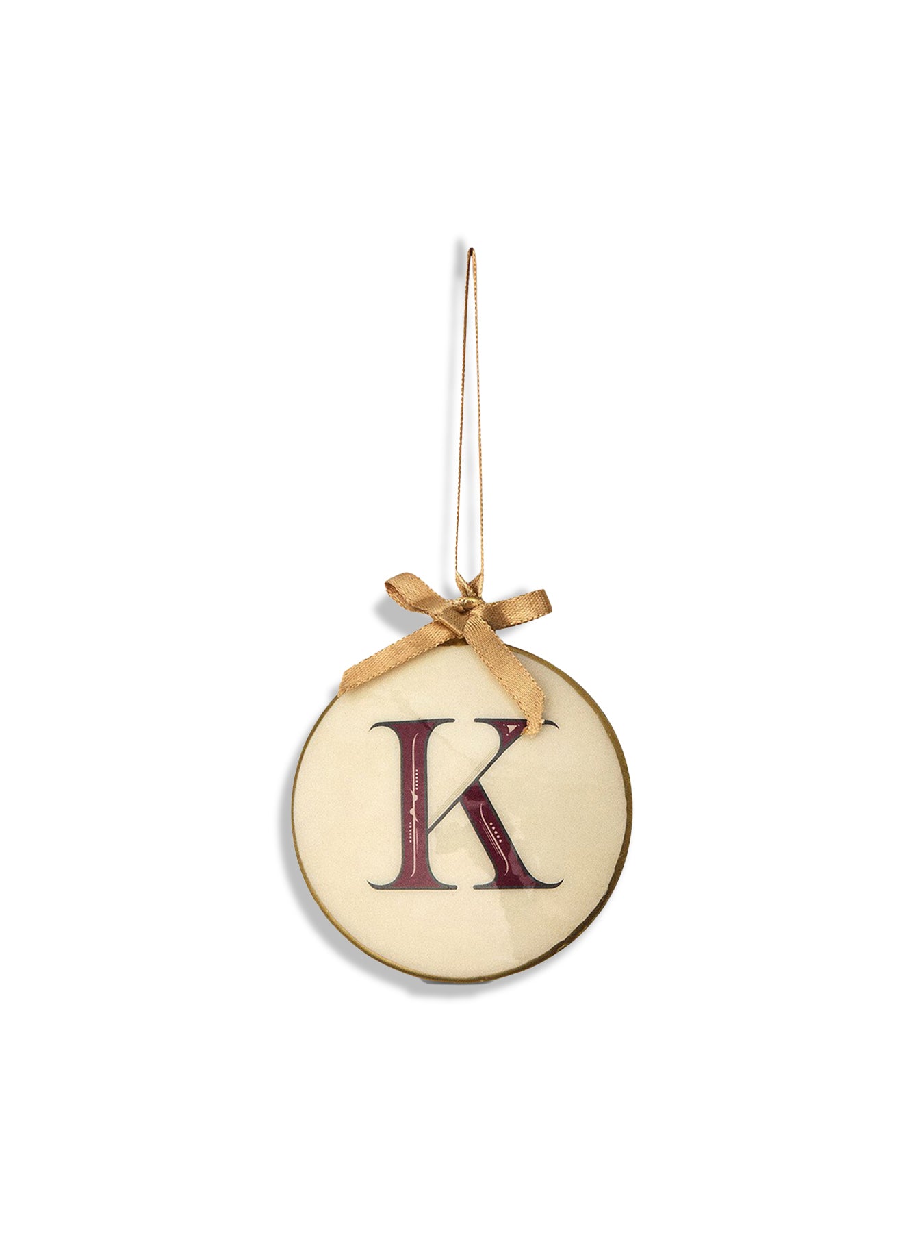 Enamel Round Alphabet Letter Bauble WHITE / RED