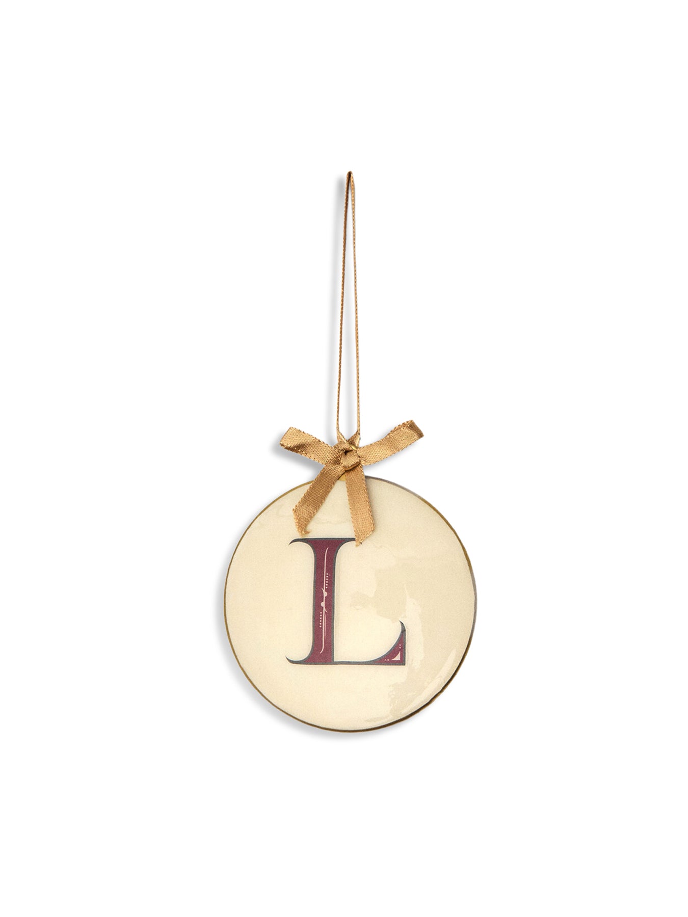 Enamel Round Alphabet Letter Bauble L
