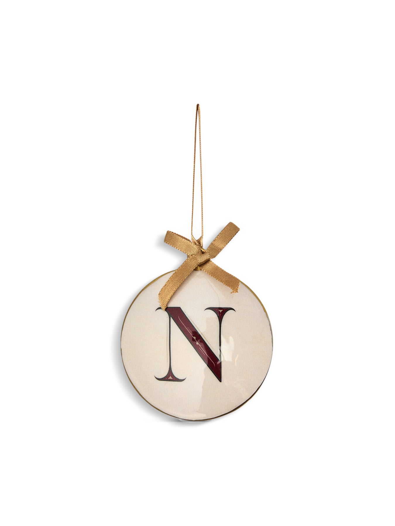 Enamel Round Alphabet Letter Bauble WHITE / RED