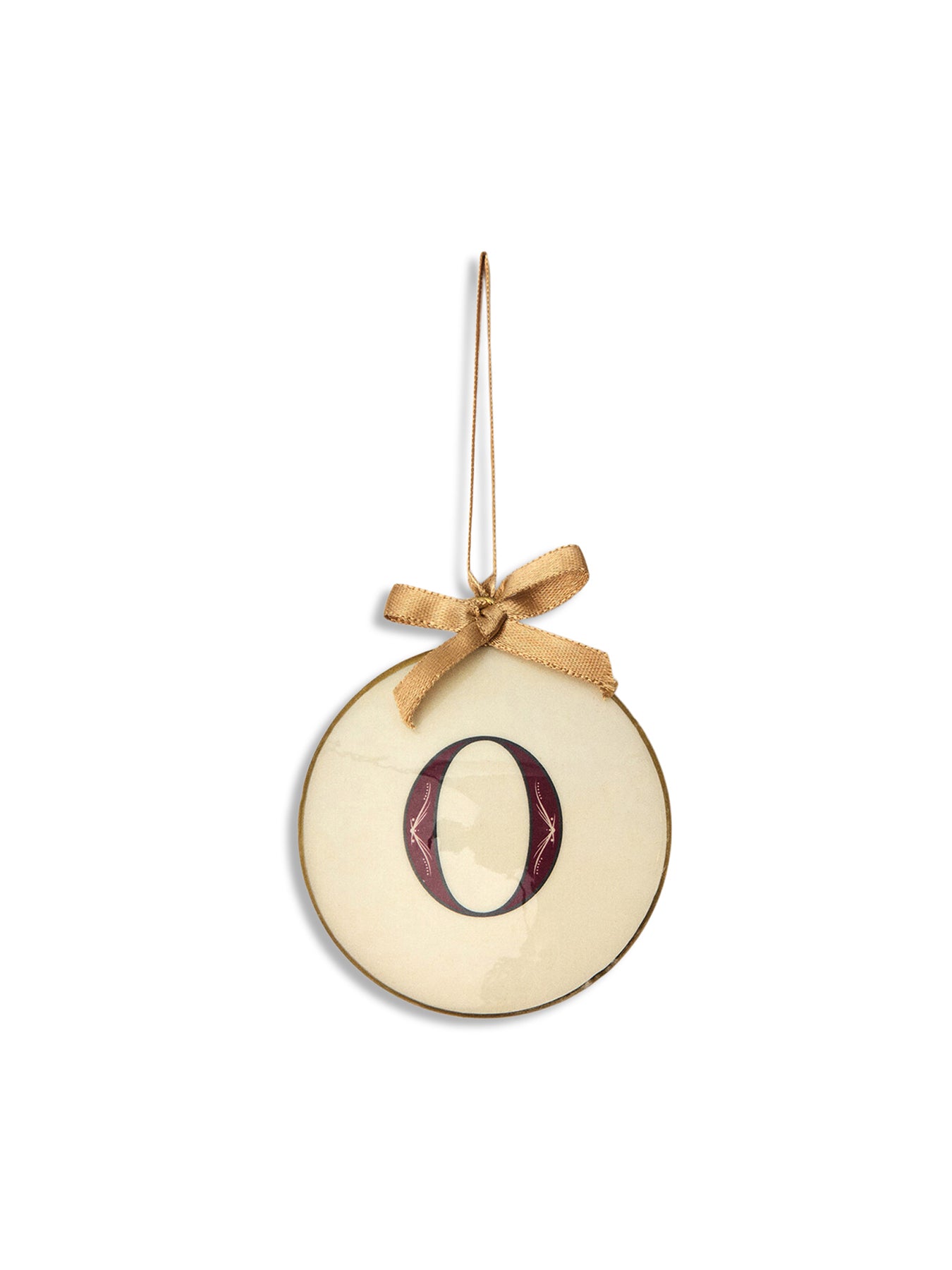 Enamel Round Alphabet Letter Bauble WHITE / RED