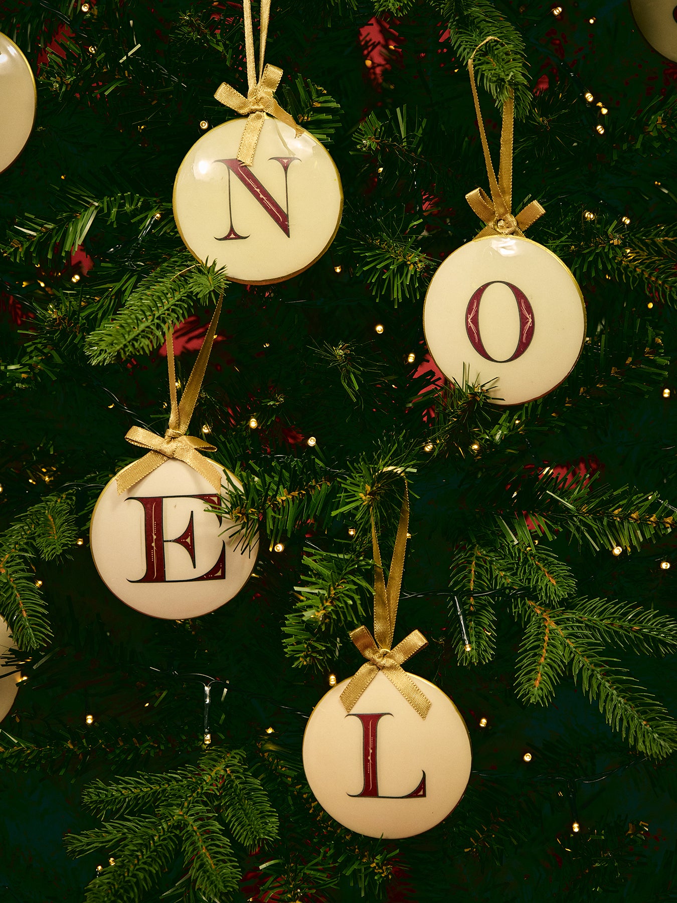 Enamel Round Alphabet Letter Bauble WHITE / RED