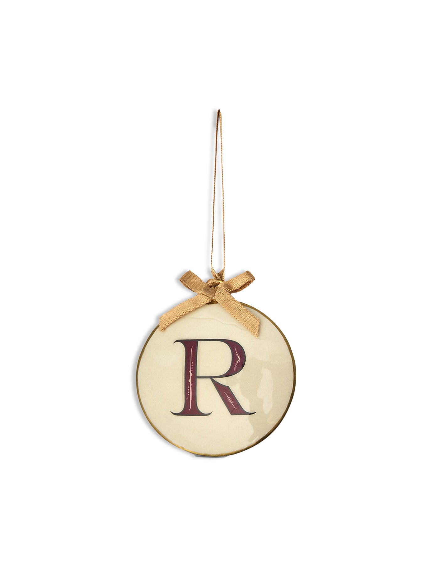 Enamel Round Alphabet Letter Bauble WHITE / RED