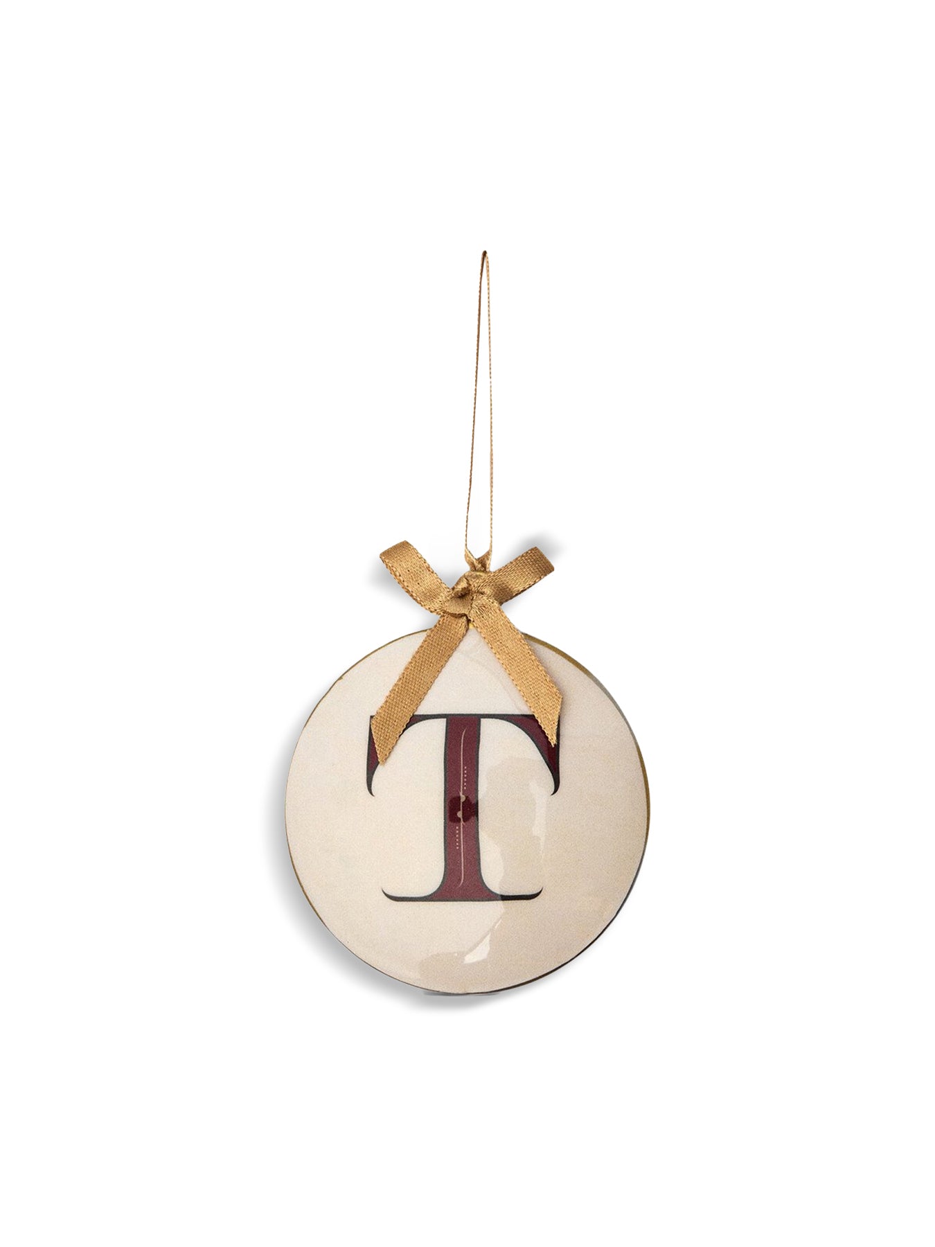 Enamel Round Alphabet Letter Bauble WHITE / RED