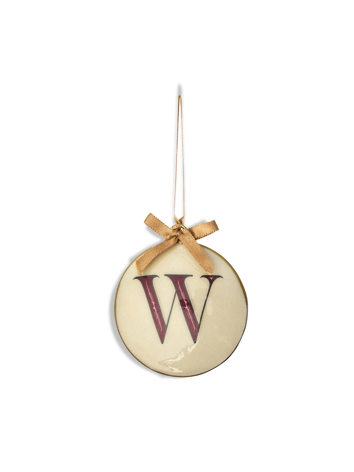 Enamel Round Alphabet Letter Bauble WHITE / RED