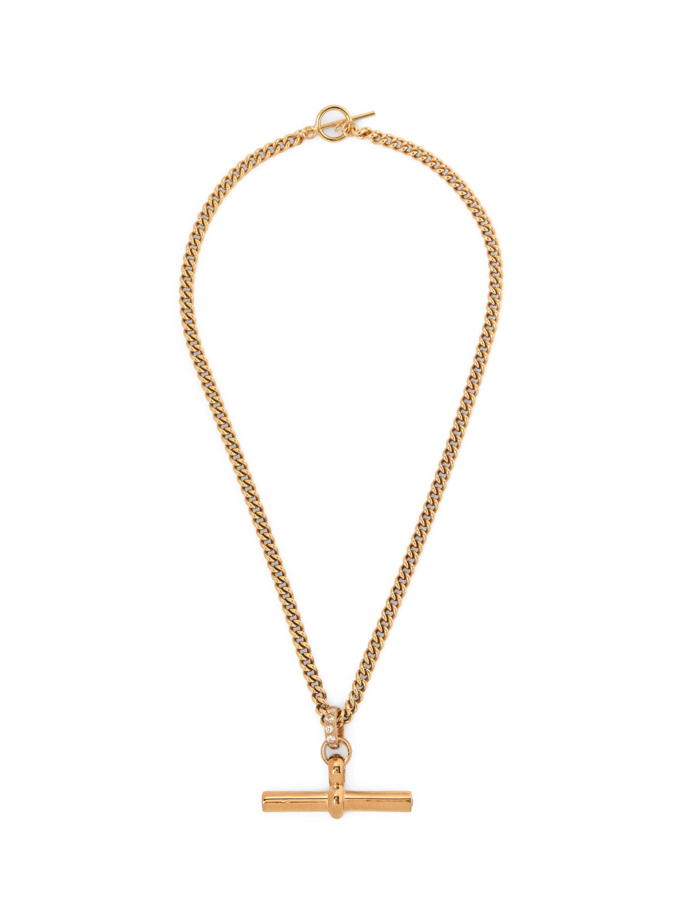 Giant Jewelled T Bar on Curb Chain Necklace