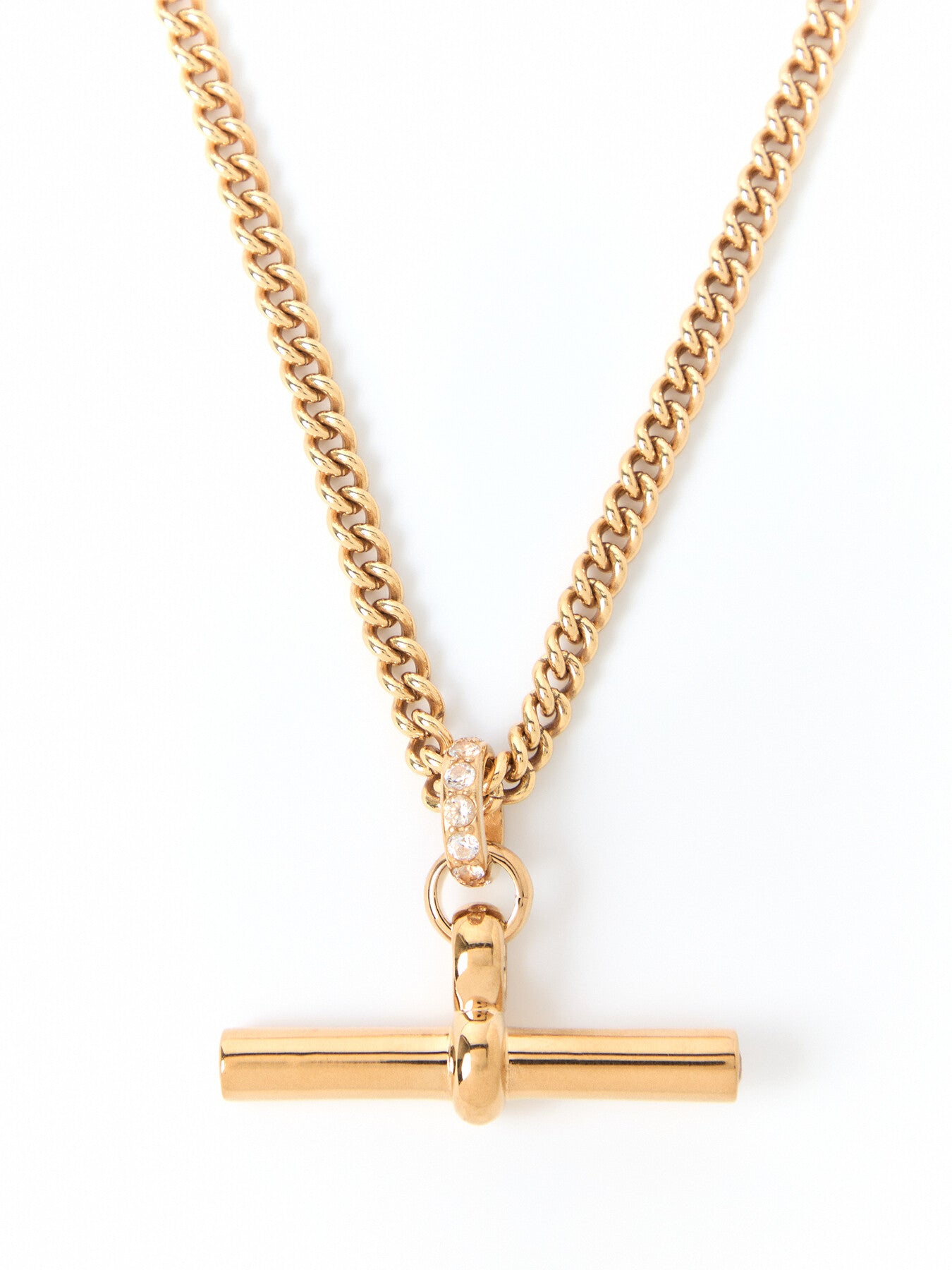 Giant Jewelled T Bar on Curb Chain Necklace