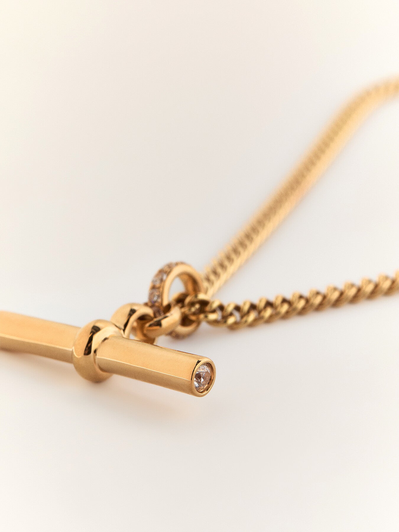 Giant Jewelled T Bar on Curb Chain Necklace