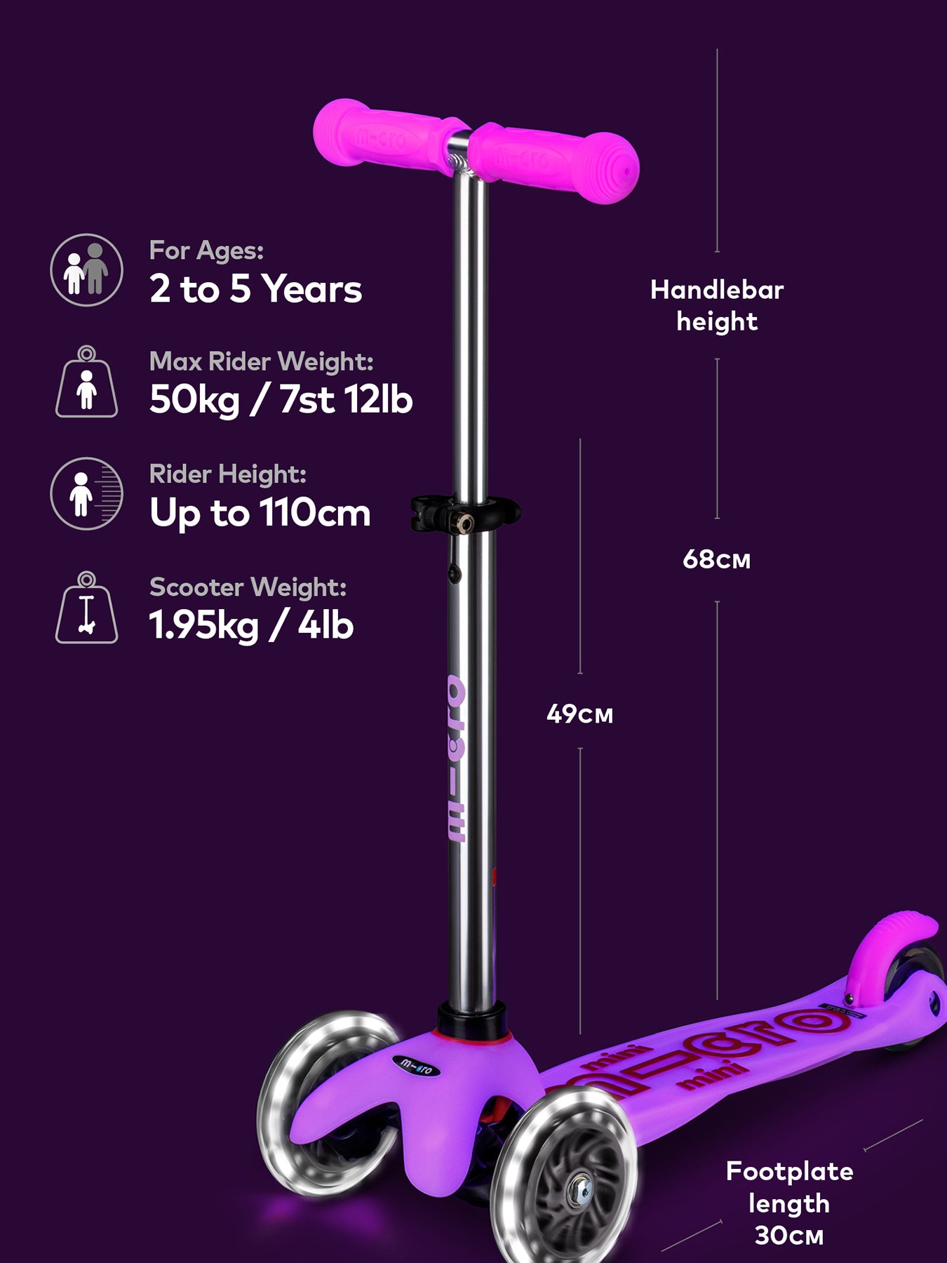Glow LED Scooter Pink