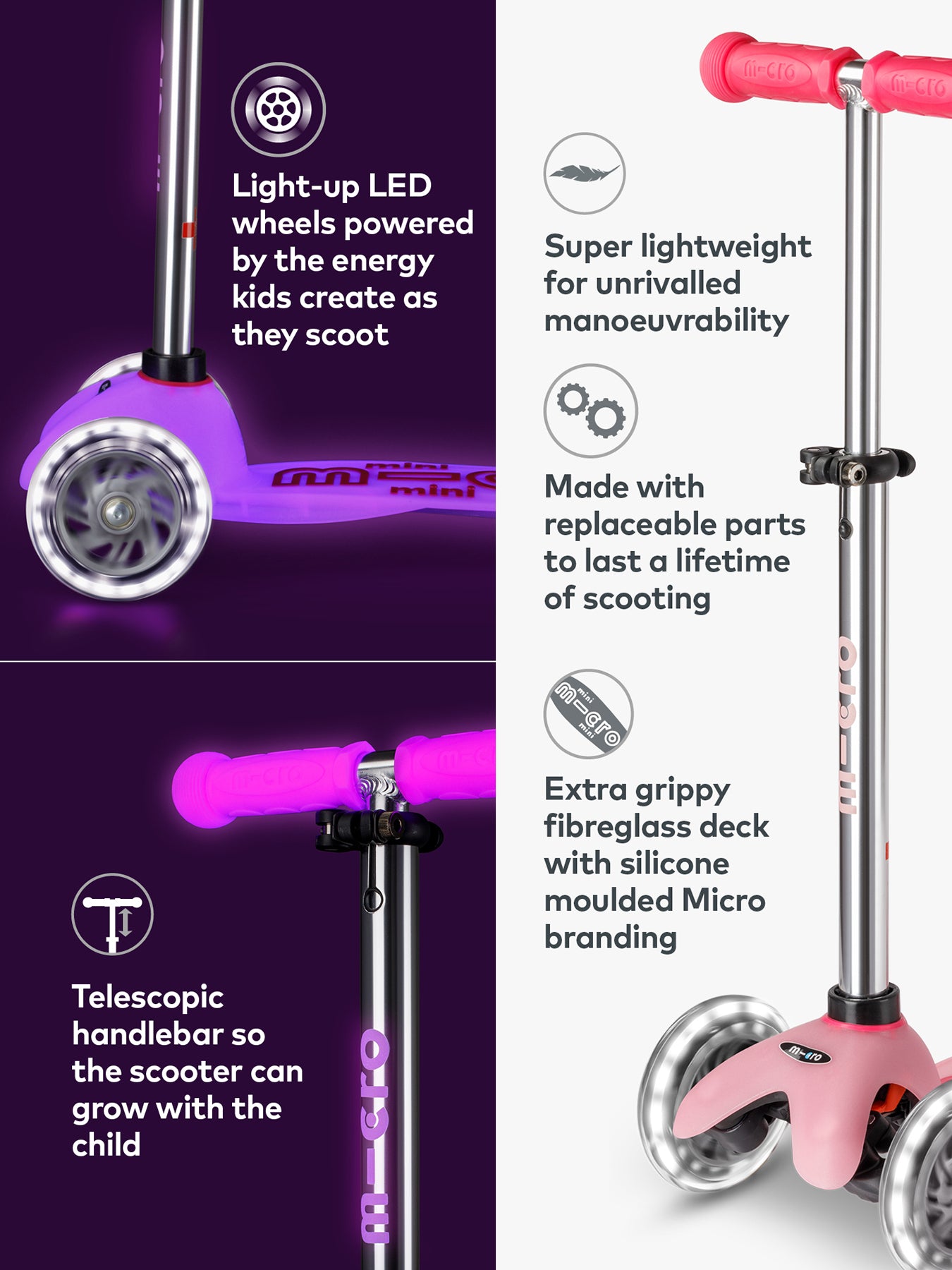 Glow LED Scooter Pink