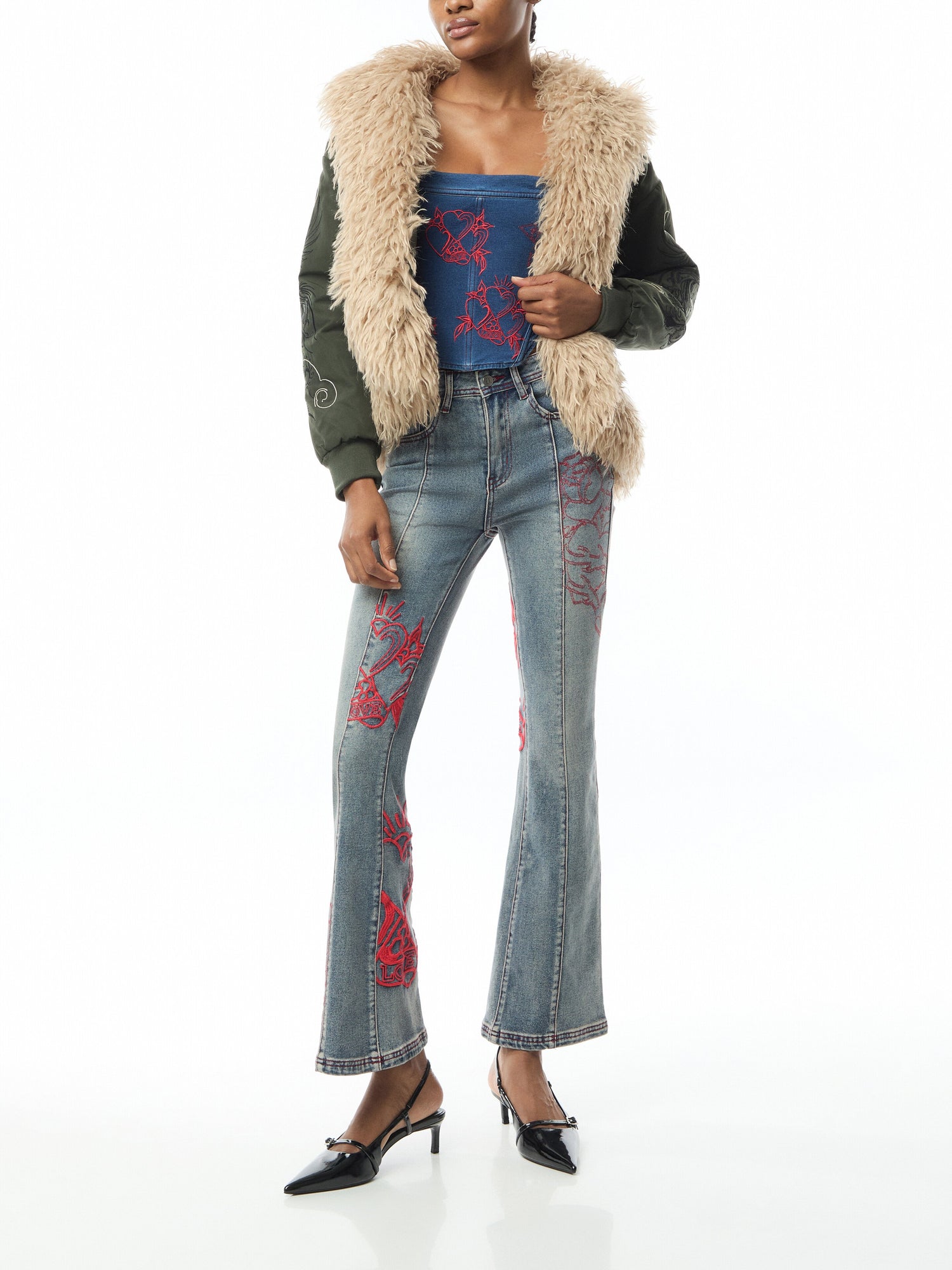 Rouge Hearts Denim Corset