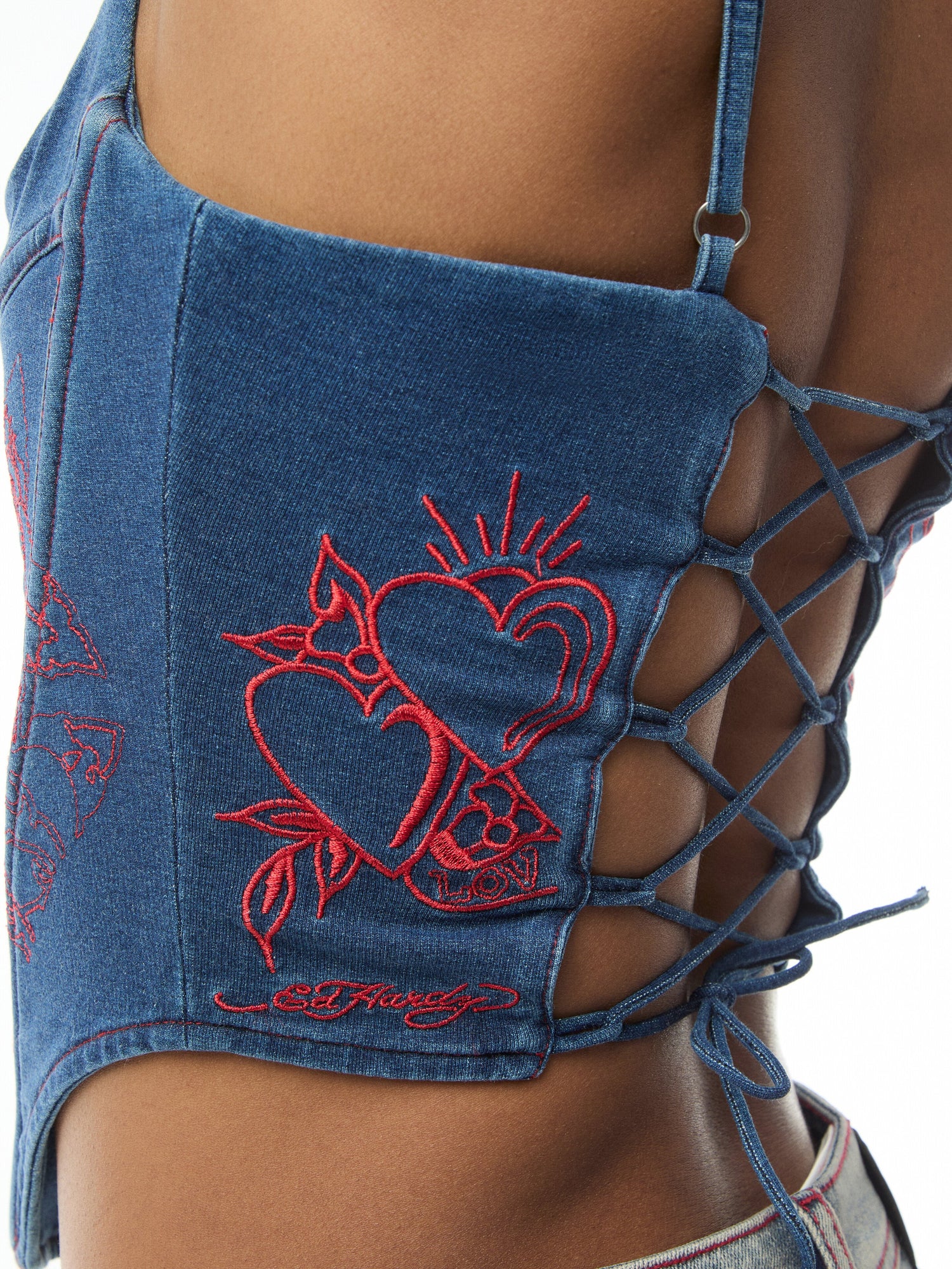 Rouge Hearts Denim Corset