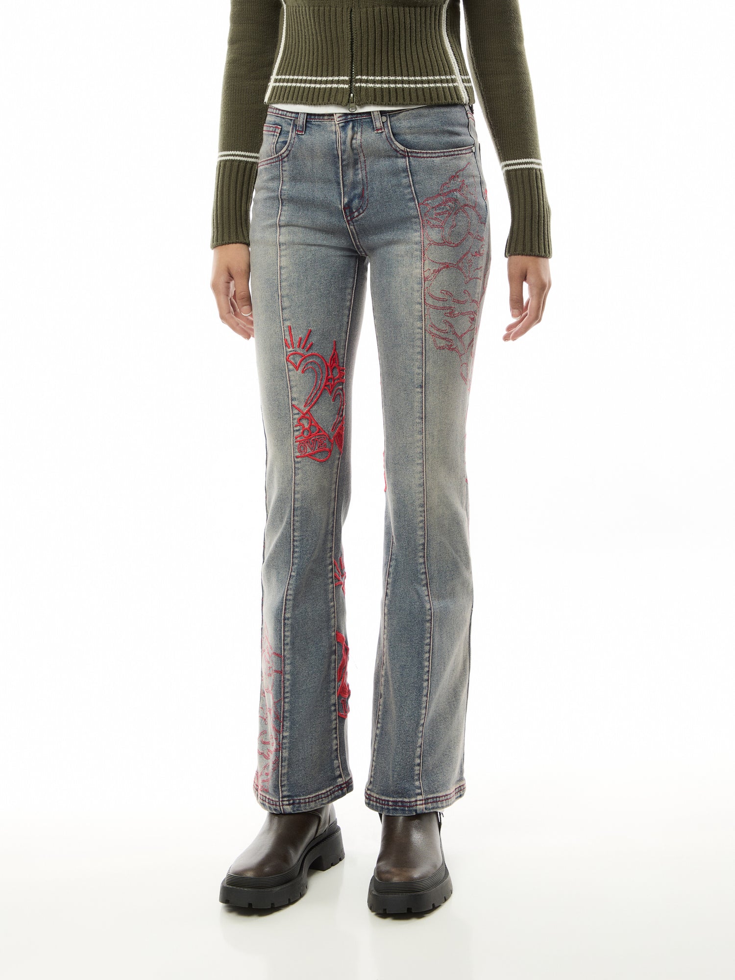 Rouge Hearts Flared Jeans