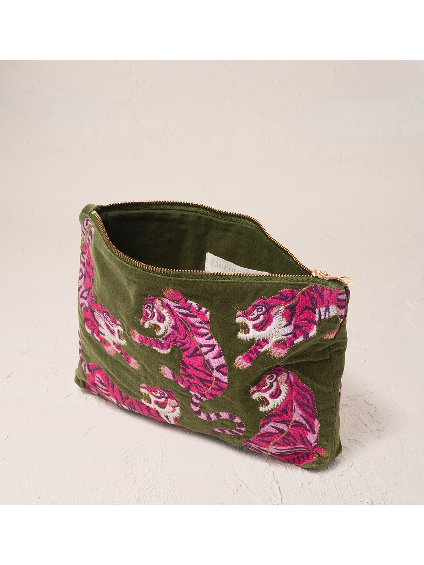 Wild Tiger Green Velvet Everyday Pouch