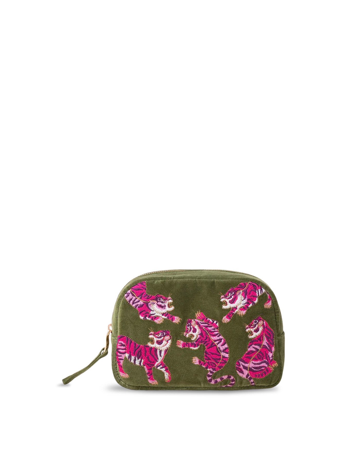 Wild Tiger Green Velvet Make-Up Bag