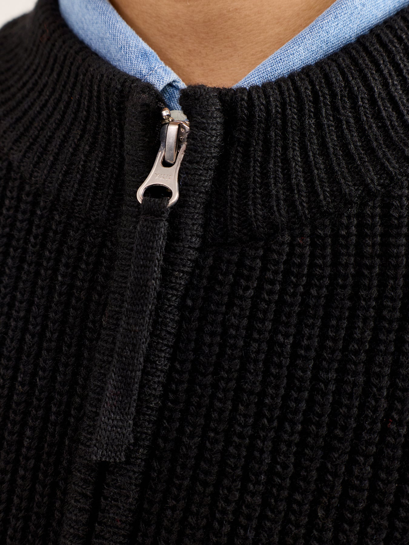 Wool Deck Zip-Up Cardigan Black