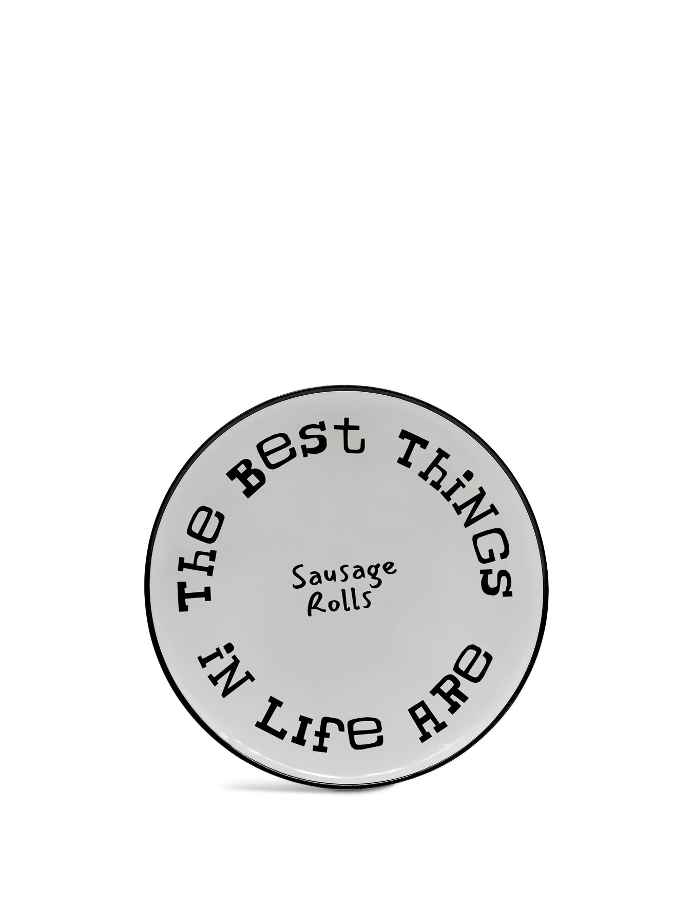 Sausage Rolls Premium Ceramic 8” Plate with Black Rim