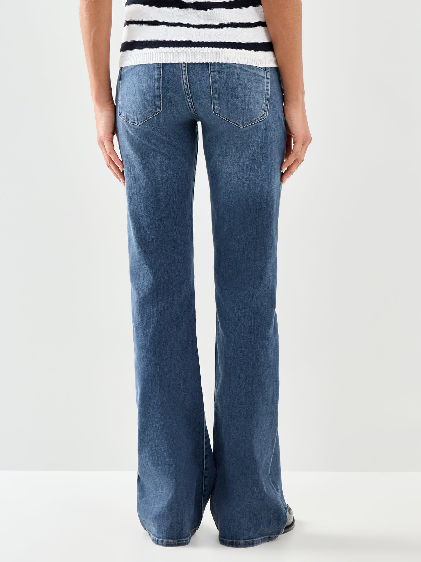Blush Icon Coin Mid Waist Flare Jeans 32 Inch Blue Black