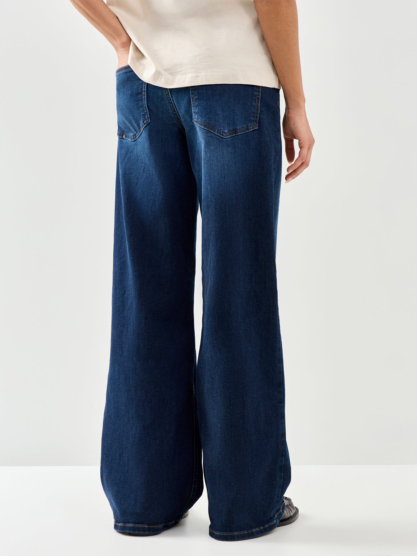 Madison High Waist Wide Leg Jeans 32 Inch Dark Blue