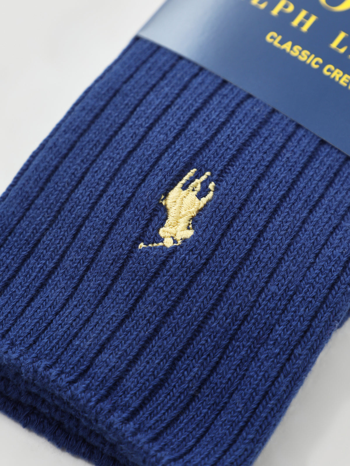 Cotton Blend Single Crew Socks - Royal Blue & Yellow
