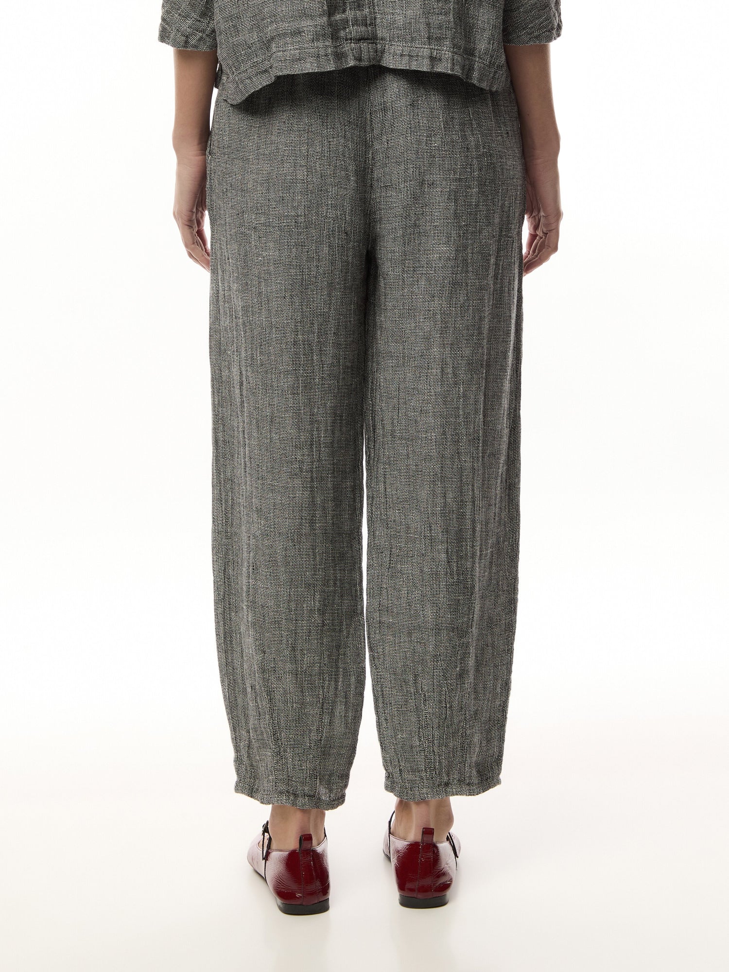 Bubble Cropped Tweed Linen Pant