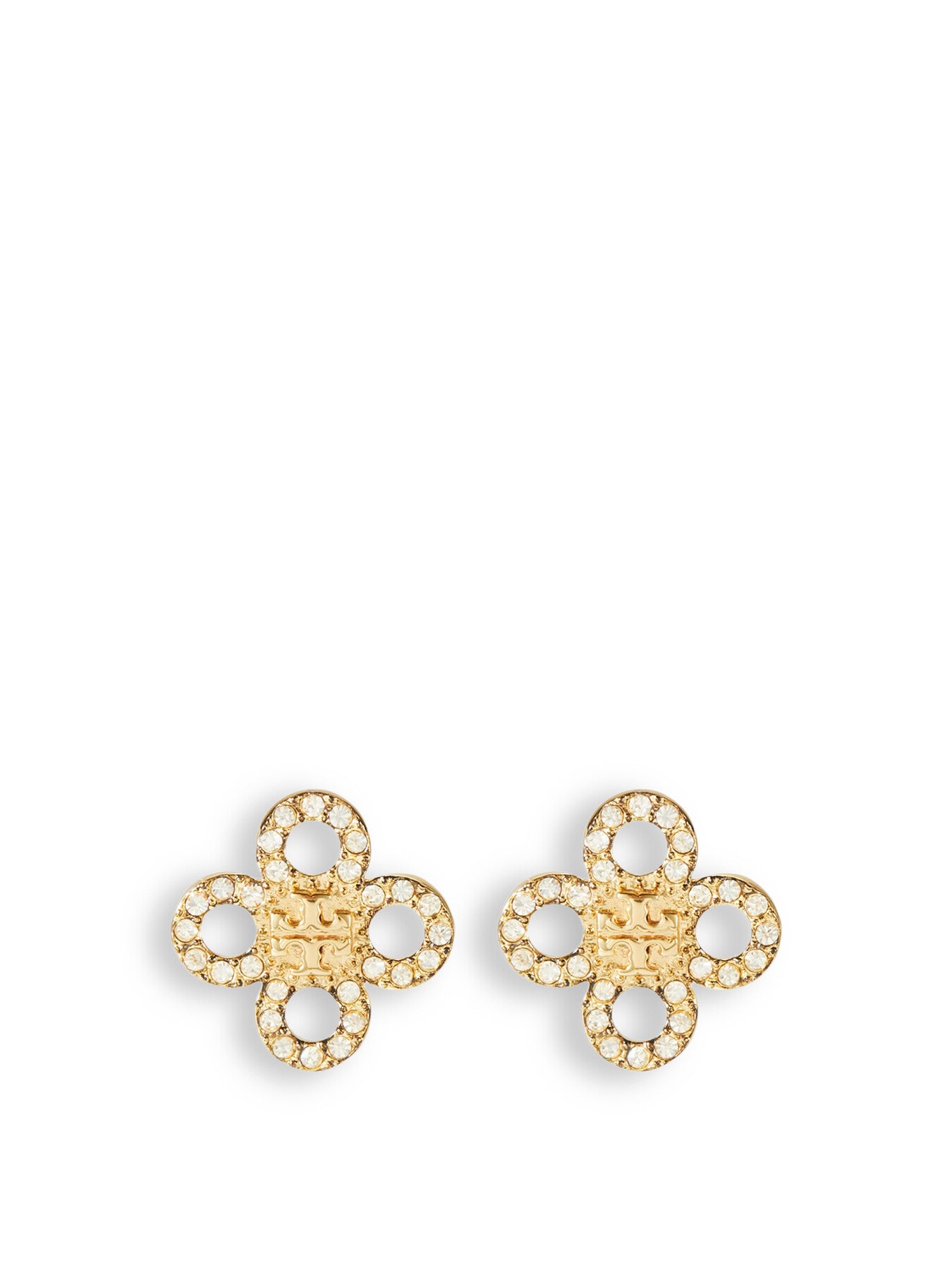 Kira Clover Pave Stud Earrings