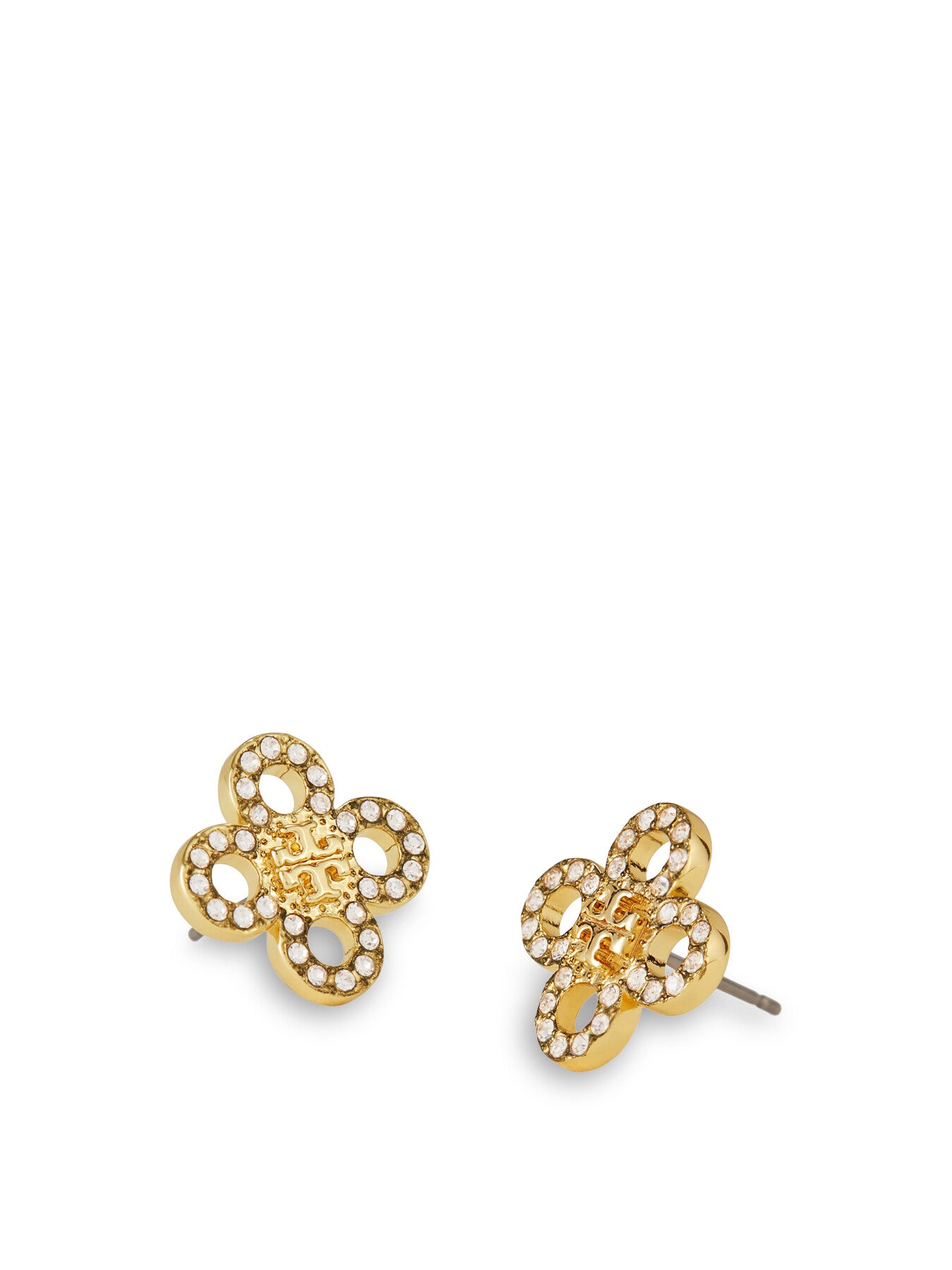 Kira Clover Pave Stud Earrings
