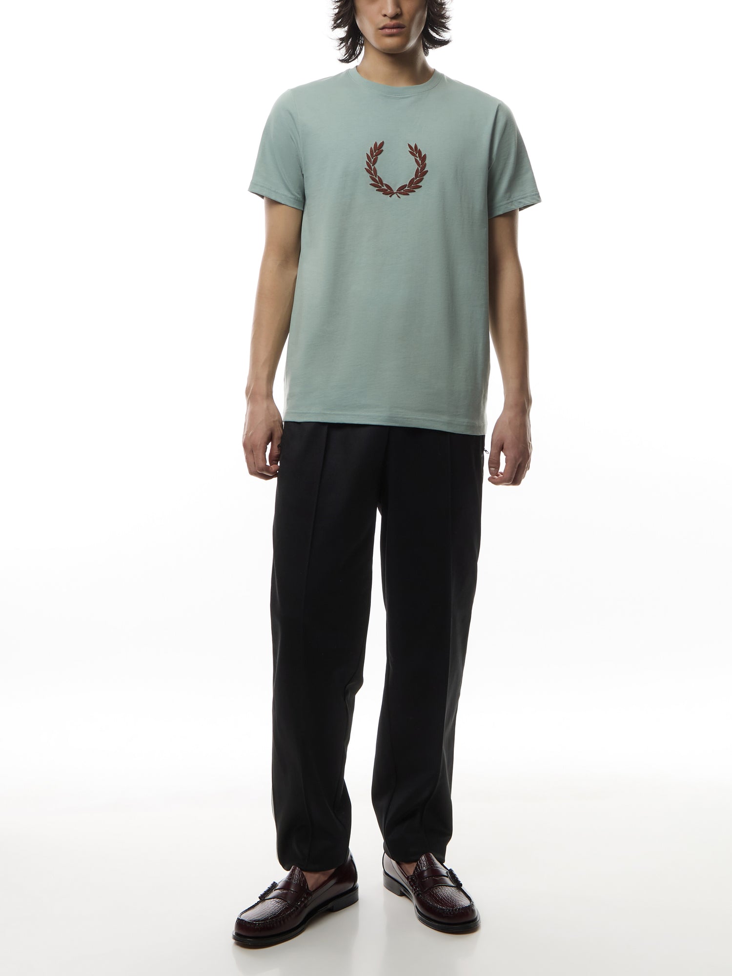 Textured Laurel Wreath Logo T Shirt