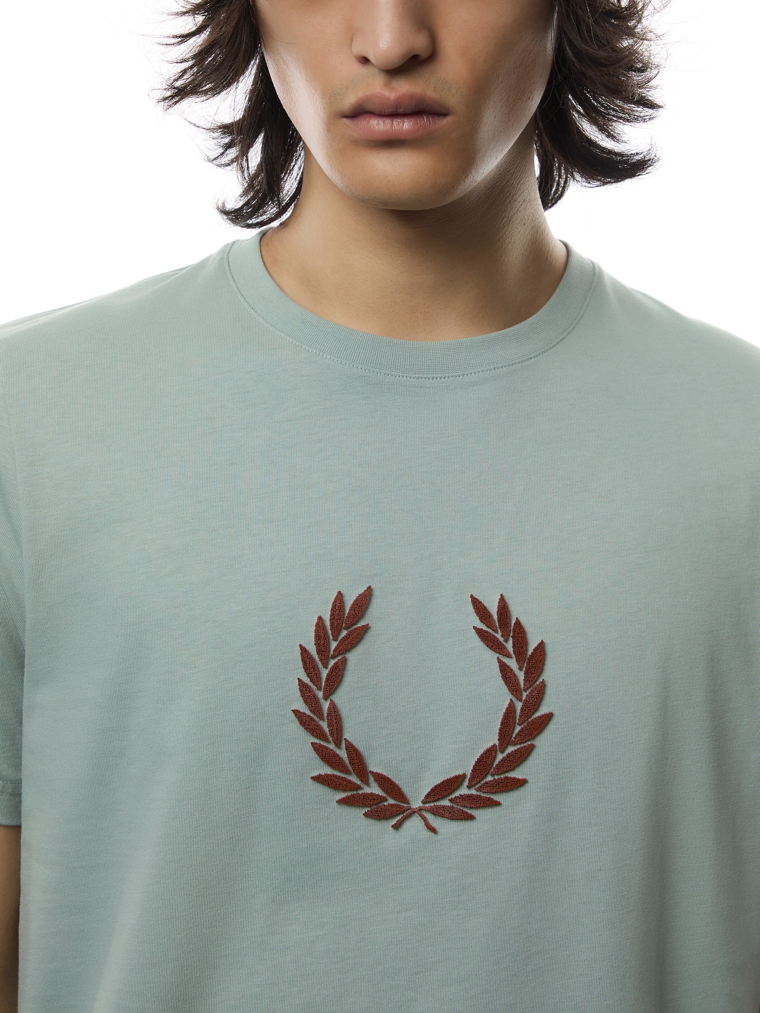 Textured Laurel Wreath Logo T Shirt