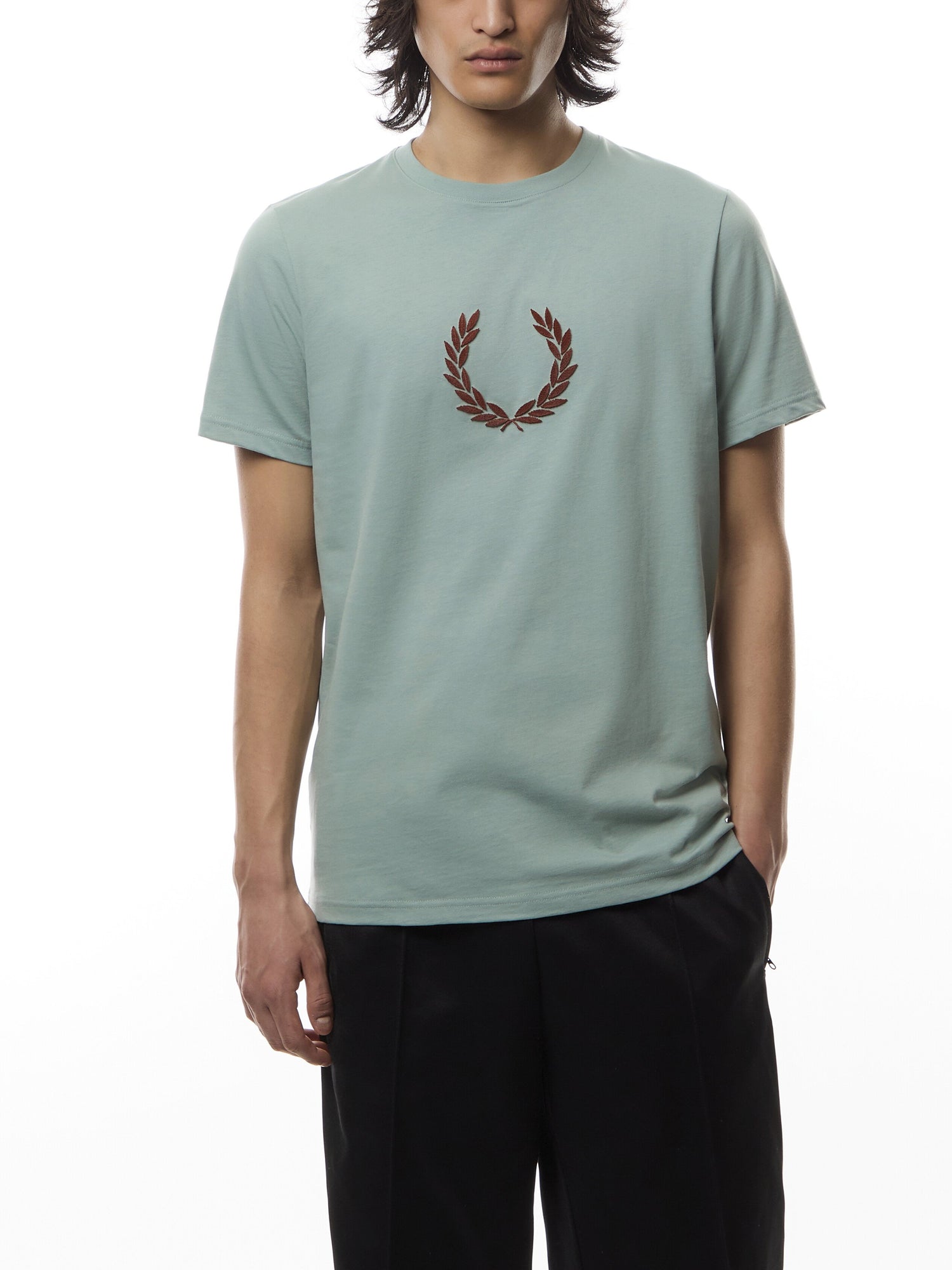 Textured Laurel Wreath Logo T Shirt