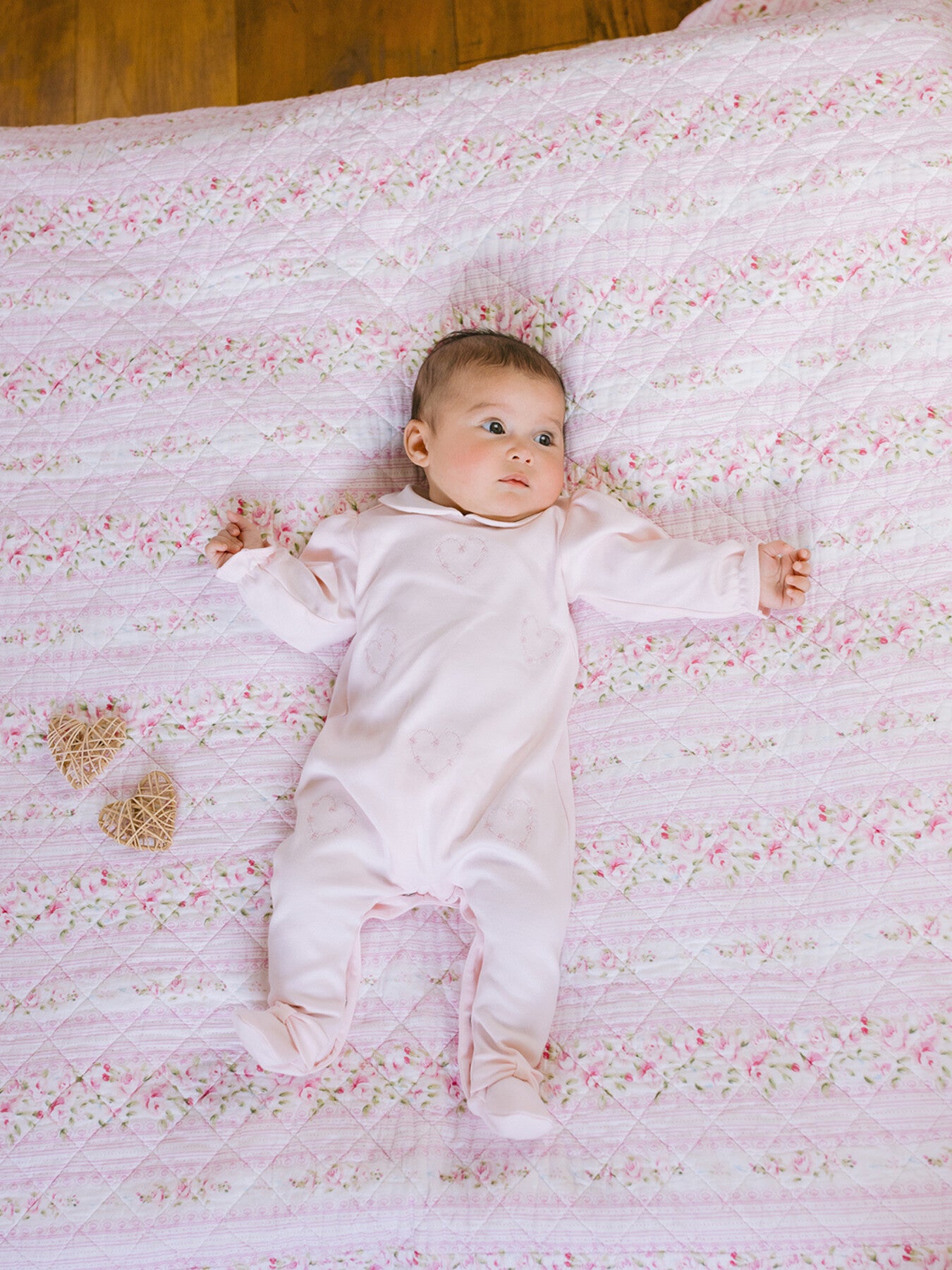 Jenna Baby Girls Heart Embroidery Babygrow