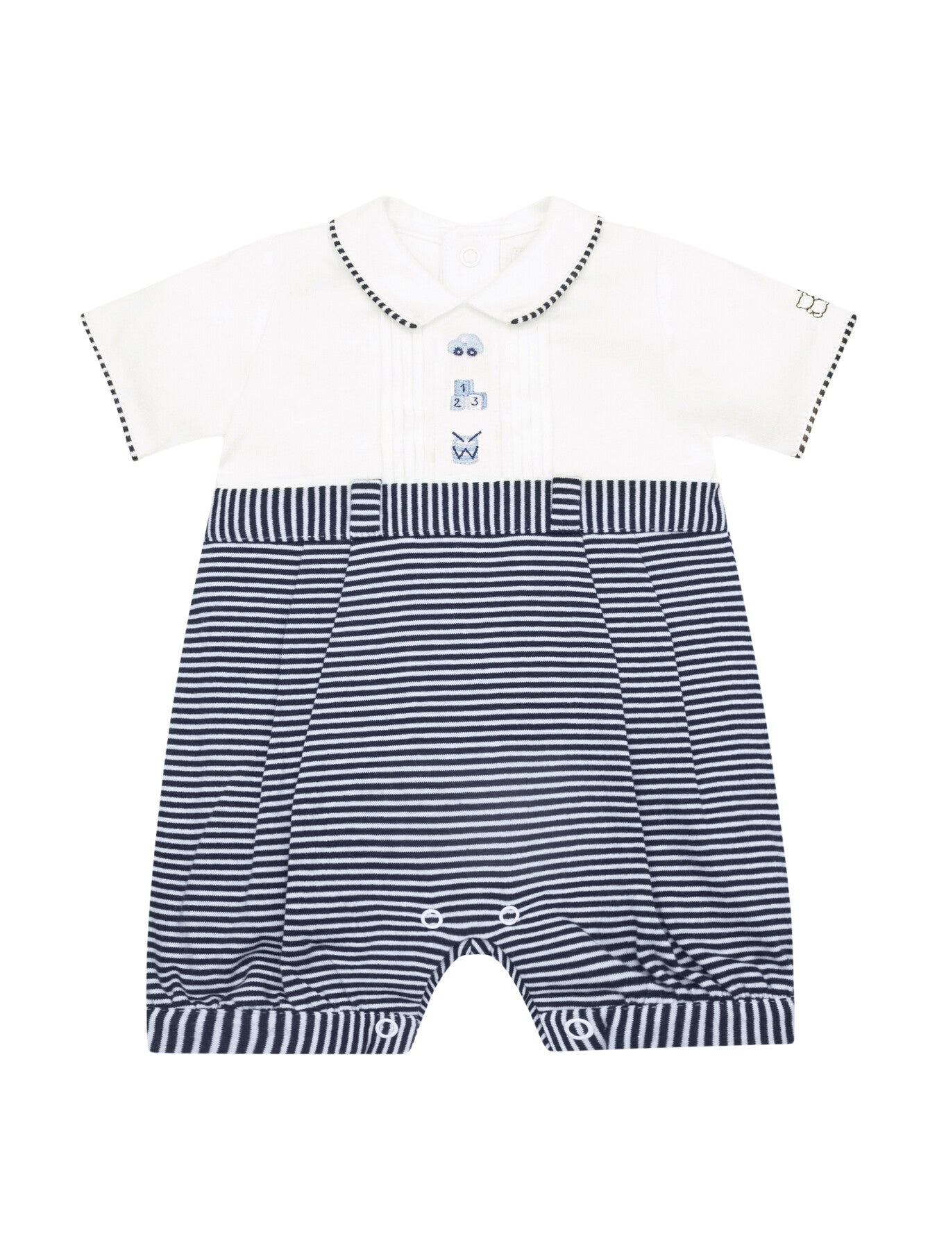 Jarvis Navy Boys Toy Embroidery Romper