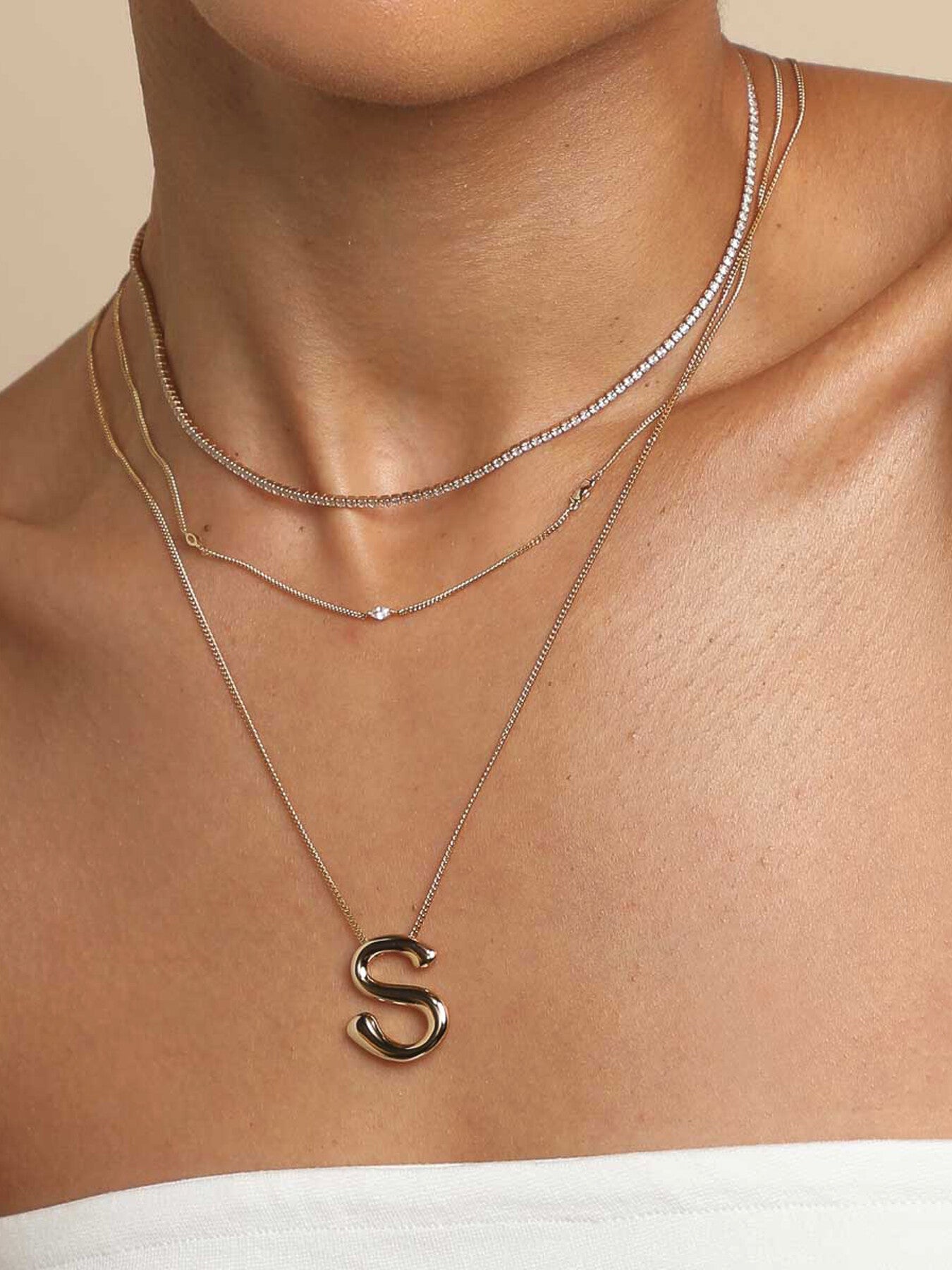 Initial Bold Pendant Necklace