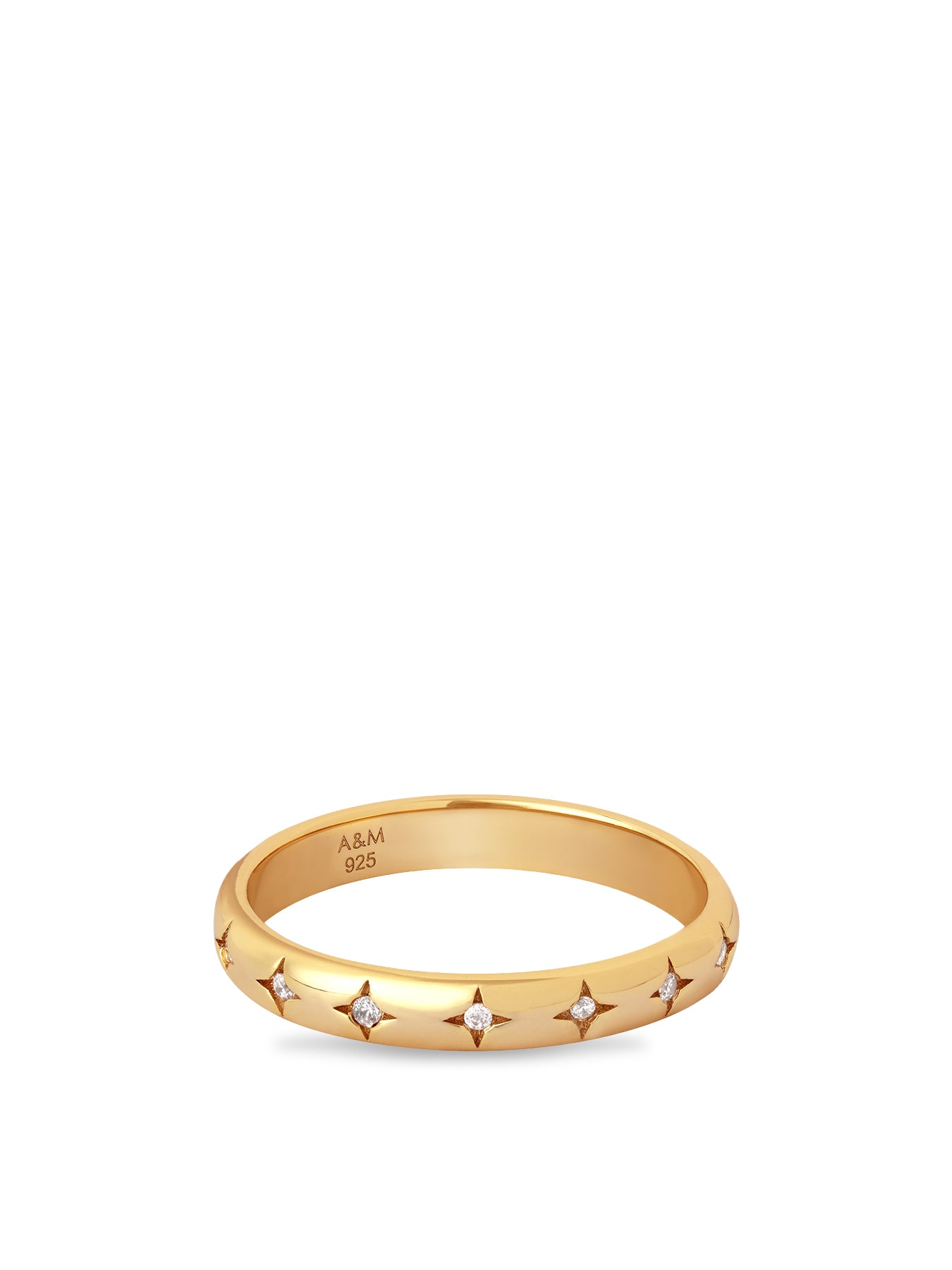 Cosmic Star 18ct Gold-Plated Cubic Zirconia Band Ring