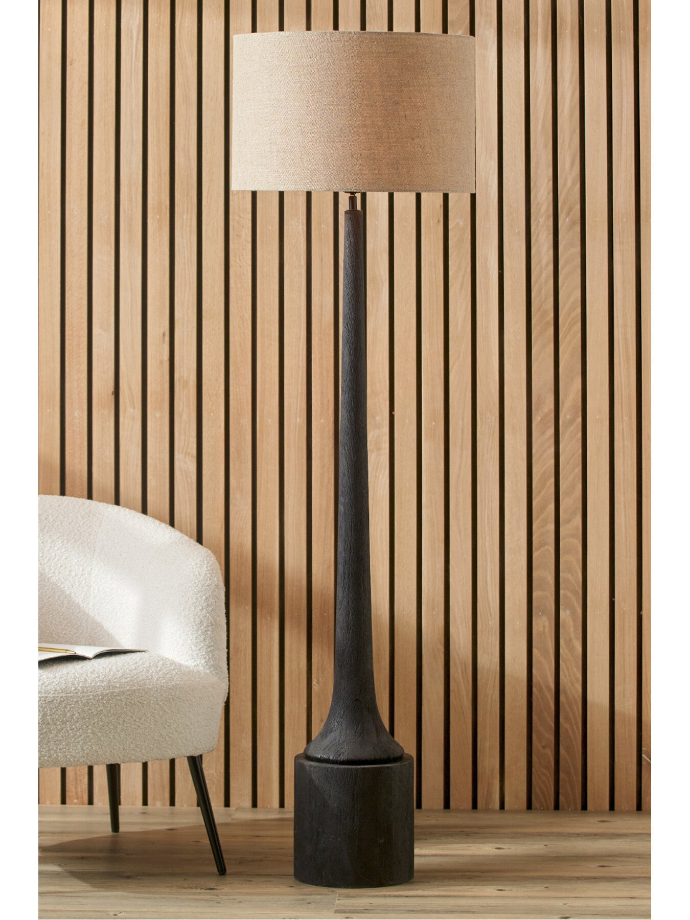 Marin Black Wood Tall Neck Floor Lamp Base