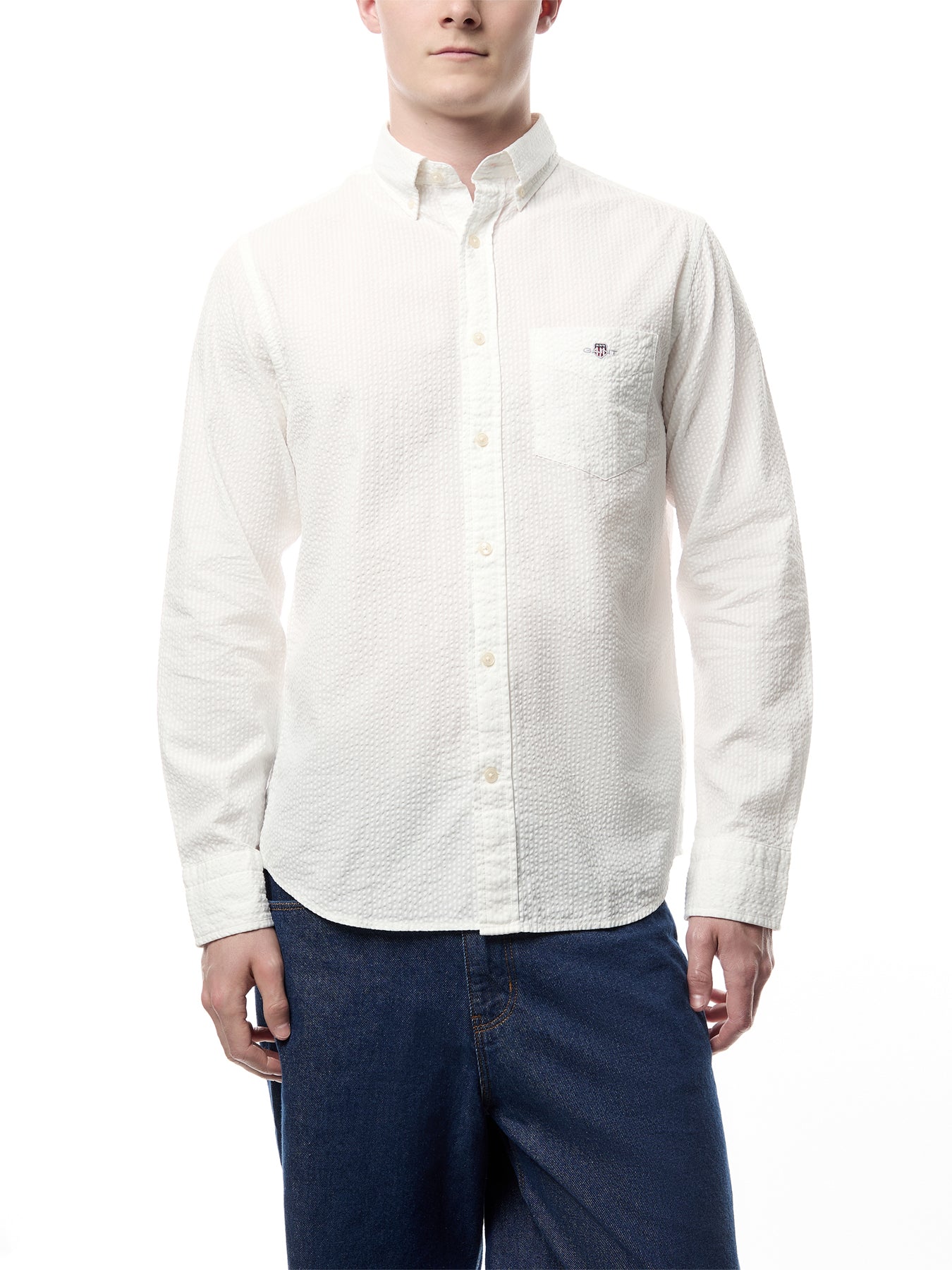 Regular Solid Seersucker Shirt