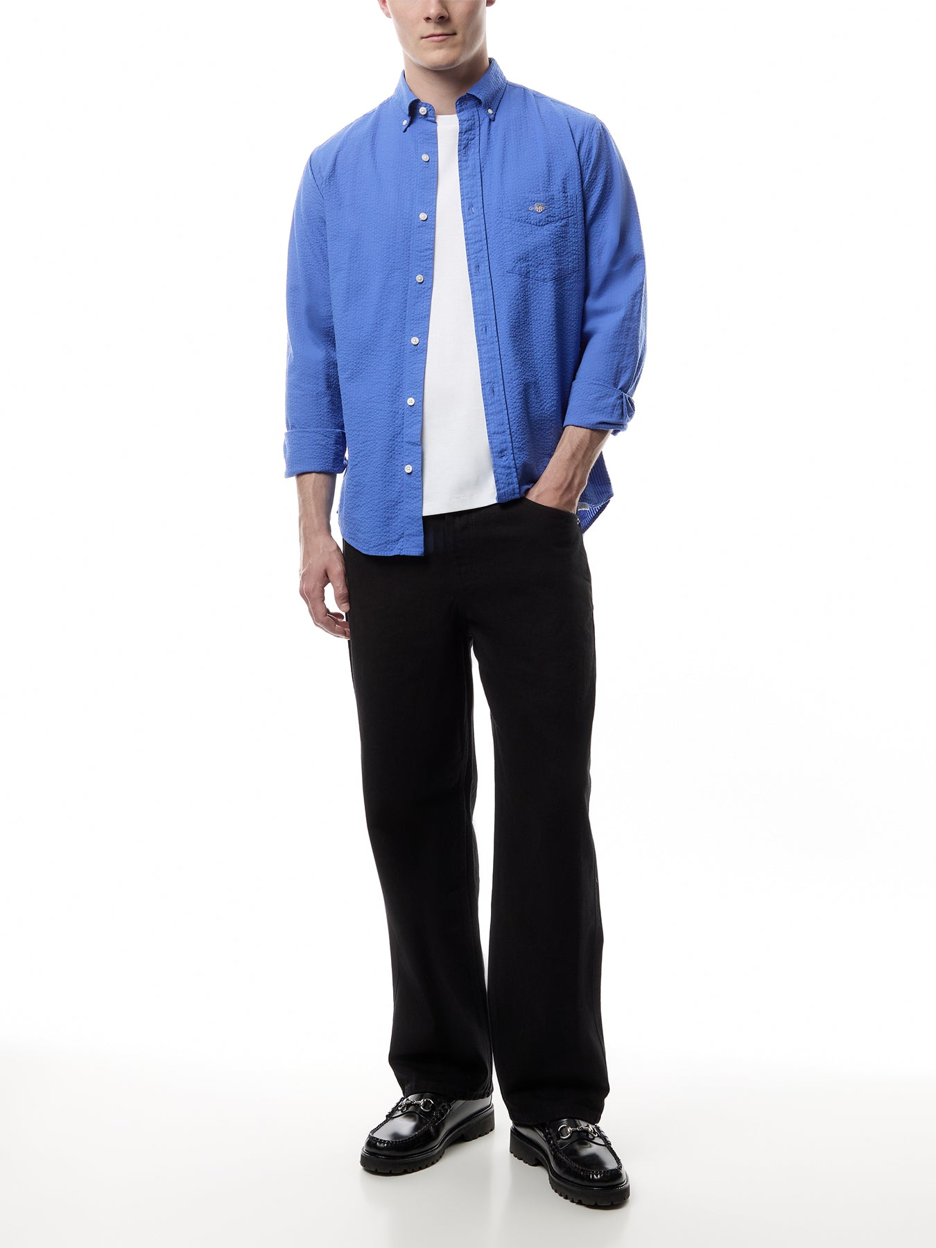 Regular Solid Seersucker Shirt