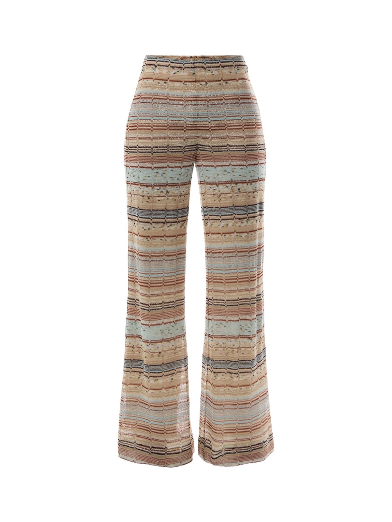Viscose and Cotton Palazzo Trousers with Lamé Zigzag Fret