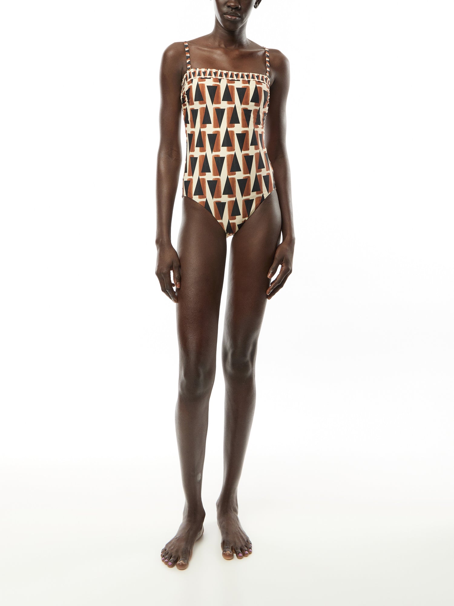 DD Bandeau One Piece Black Print Swimsuit