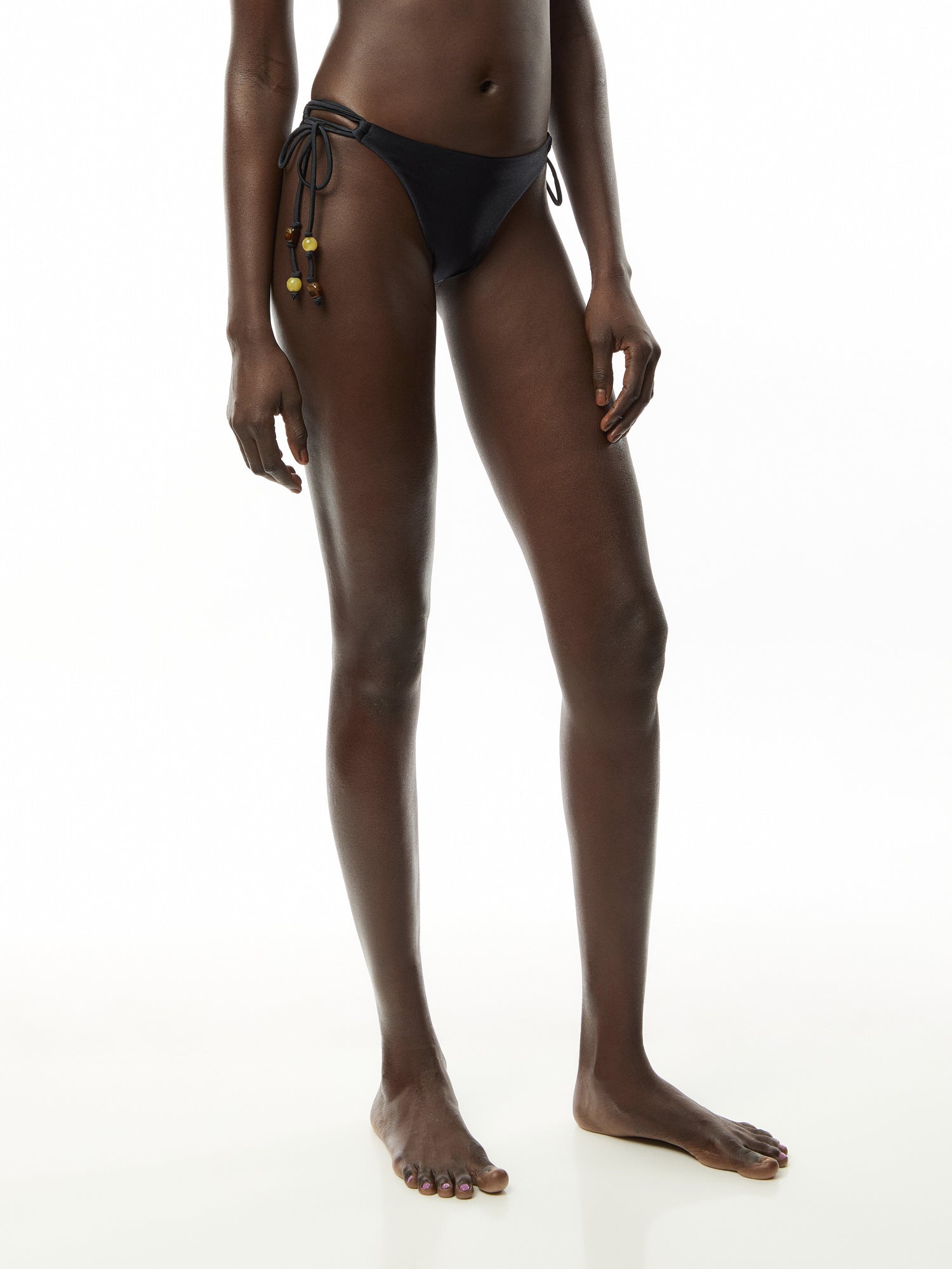 Loop Tie Side Rio Pant Black Solid Bikini Bottom