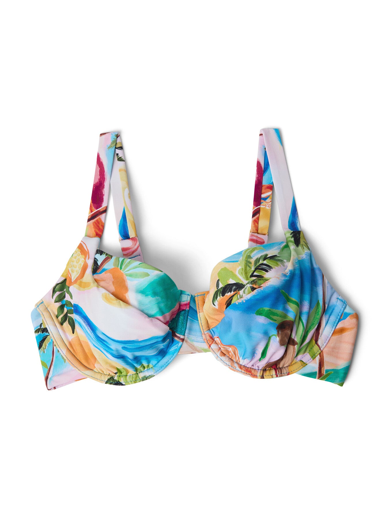 DD Cup Underwire Bra Blue Print Bikini Top