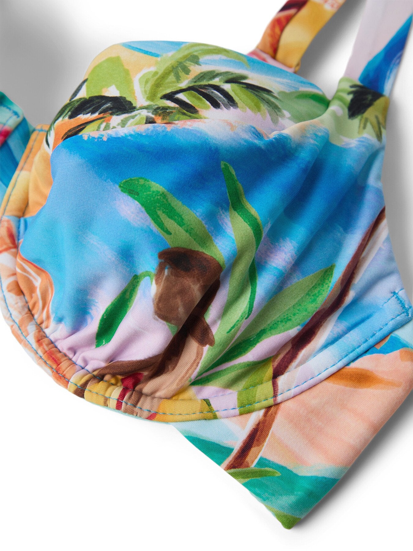 DD Cup Underwire Bra Blue Print Bikini Top