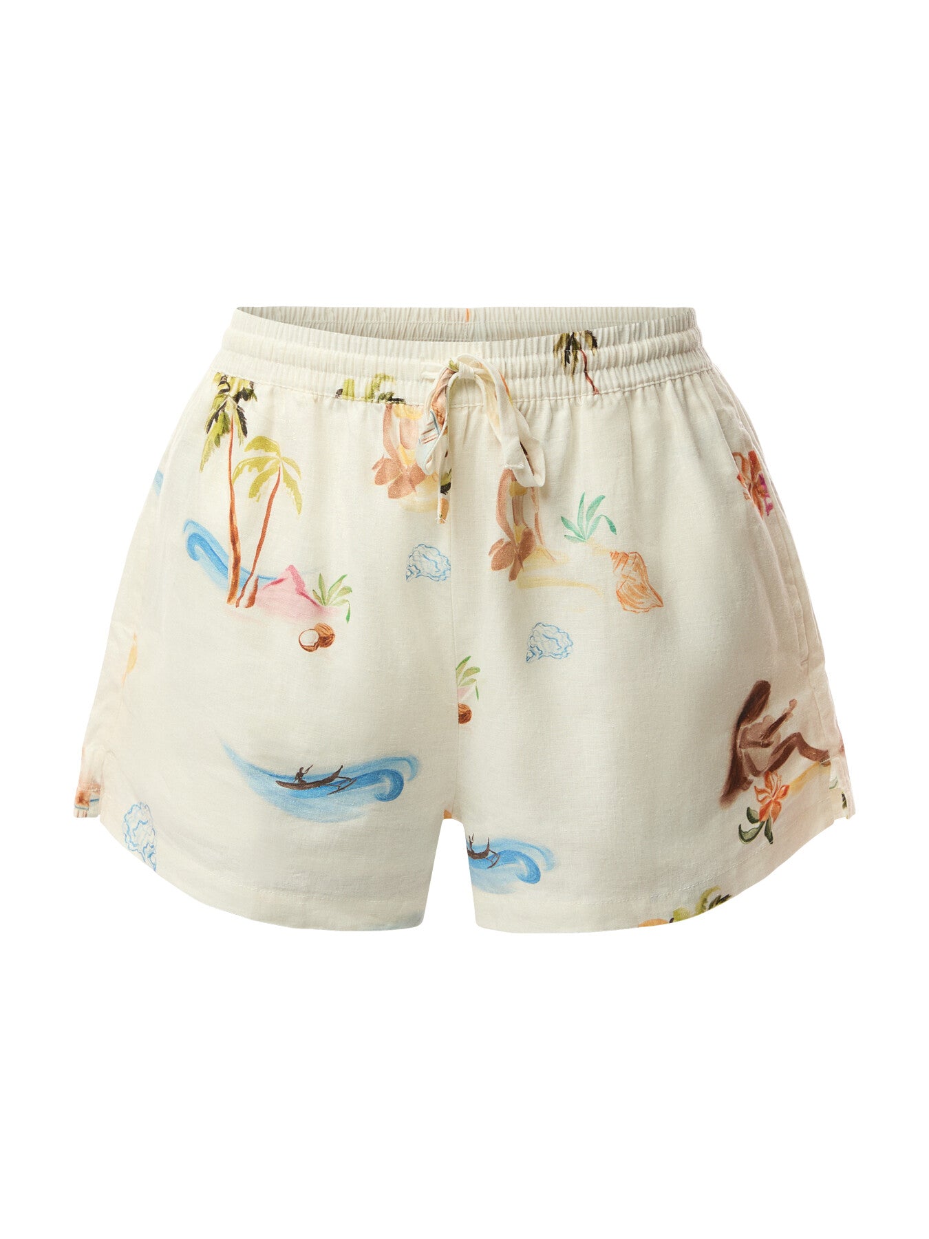 Short Beige Print Shorts