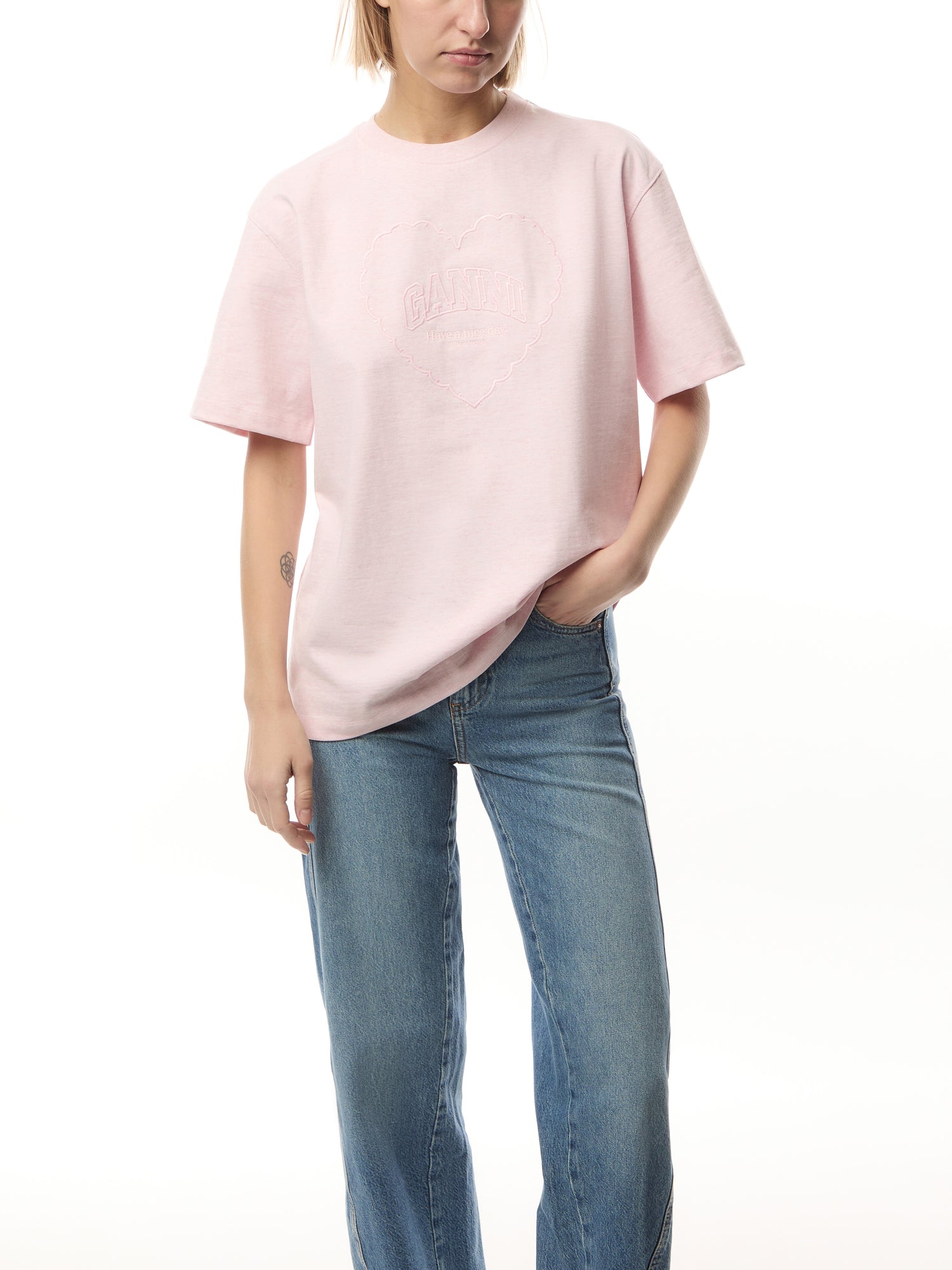 Heavy Cotton Drop Shoulder Heart T-Shirt