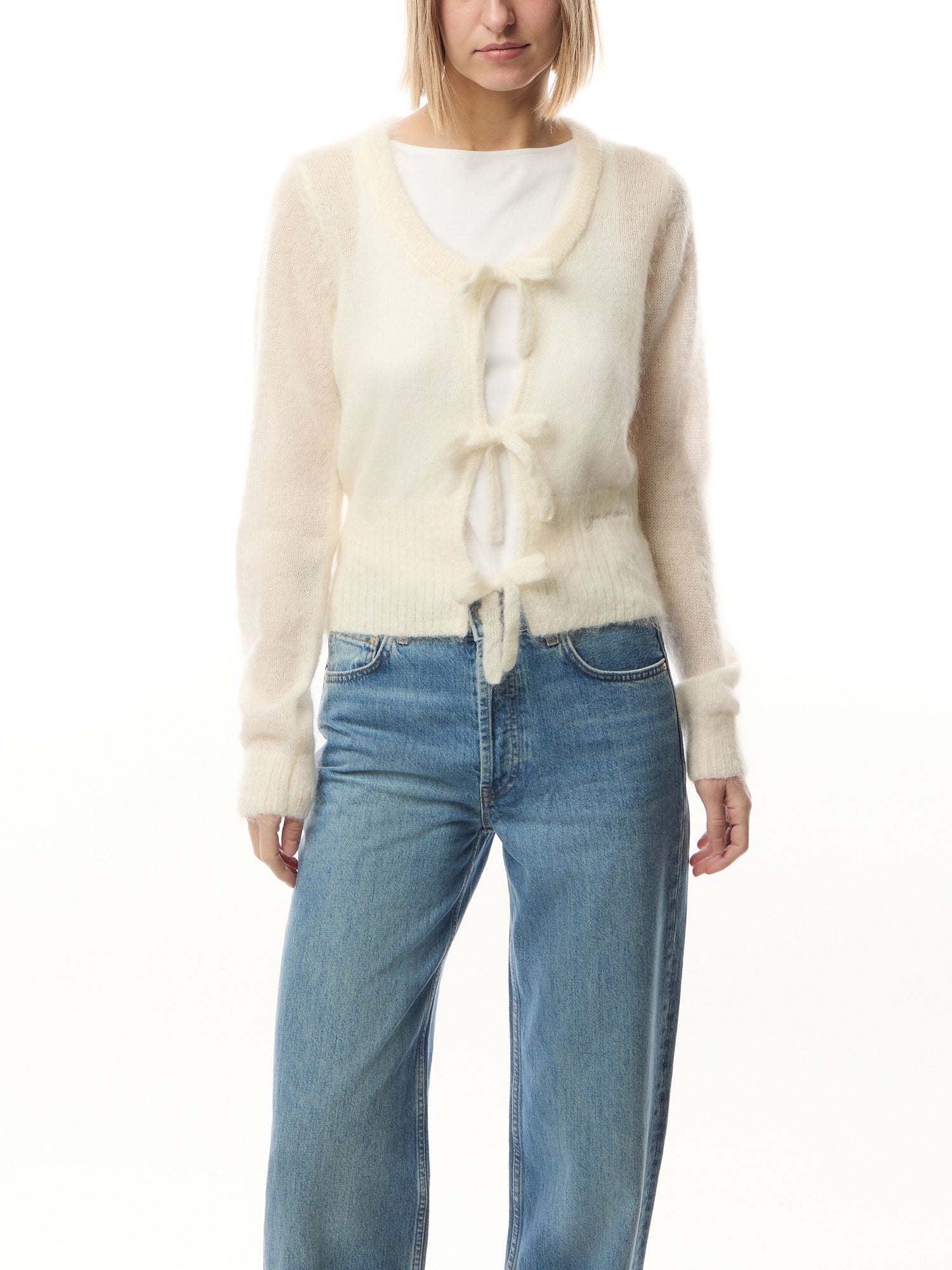 Light Mohair Tie String Cardigan