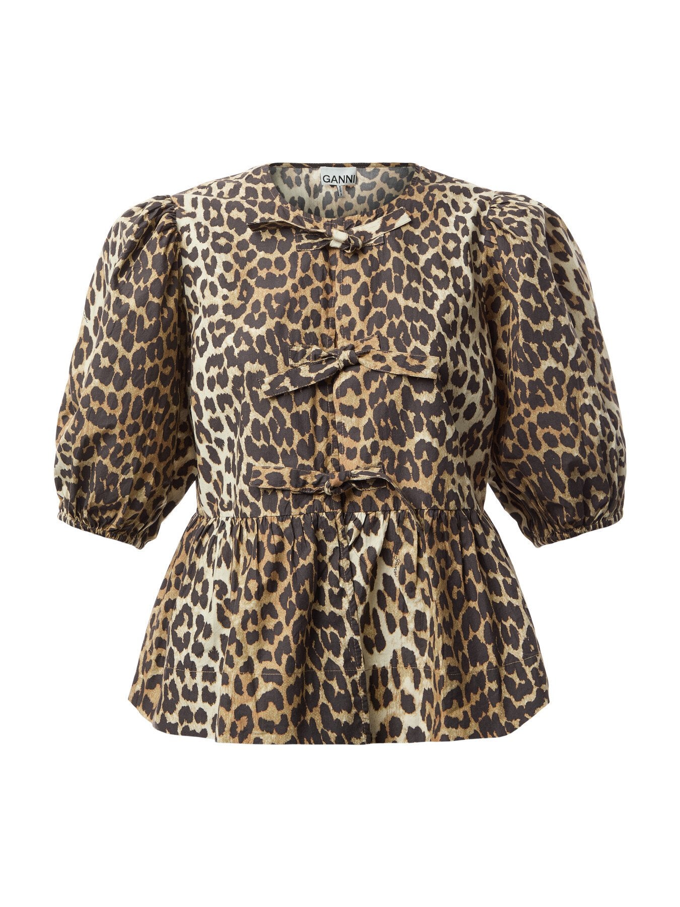 Leopard Cotton Poplin Peplum Blouse